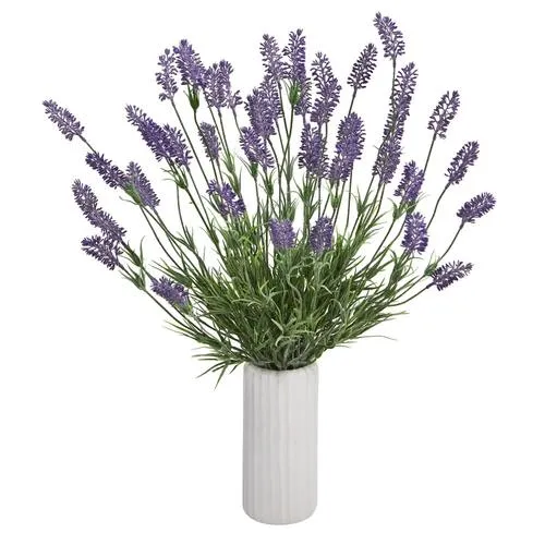 21" Lavender Artificial Plant in White Planter