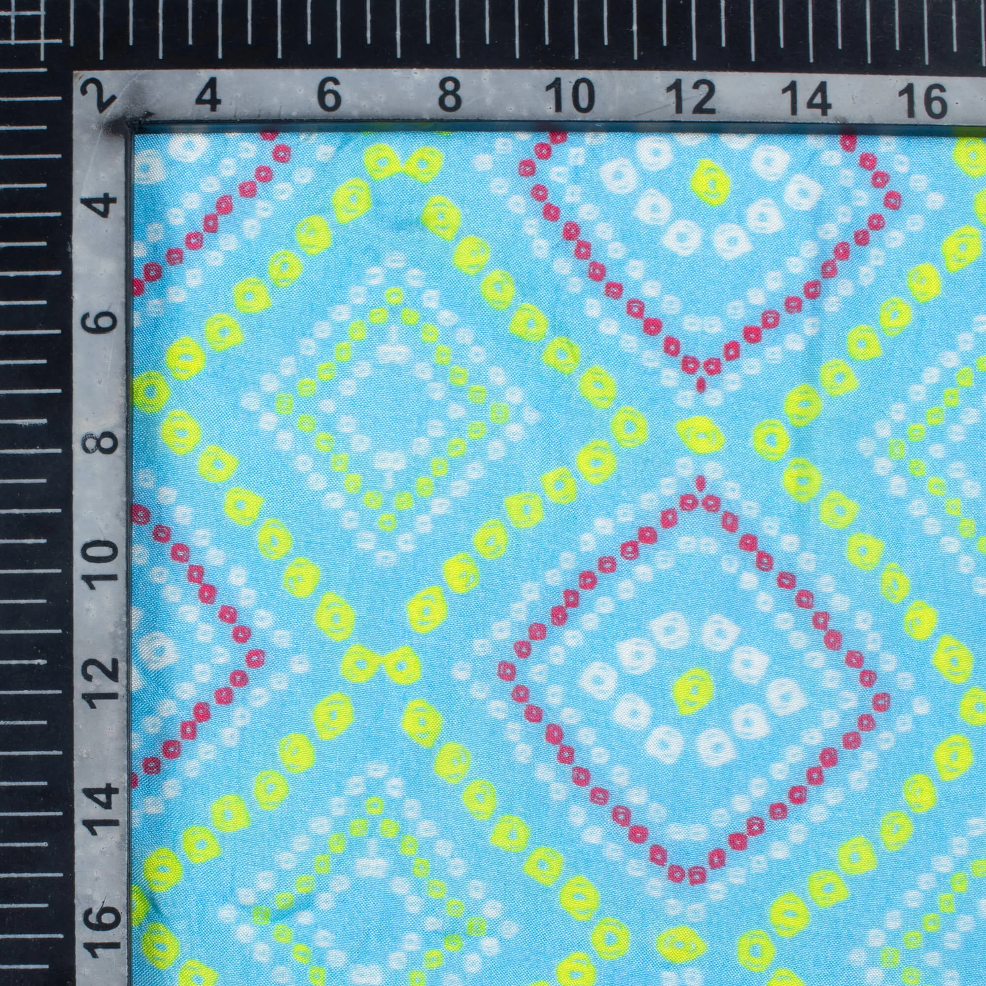 Arctic Blue And Lemon Yellow Bandhani Pattern Digital Print Viscose Muslin Fabric