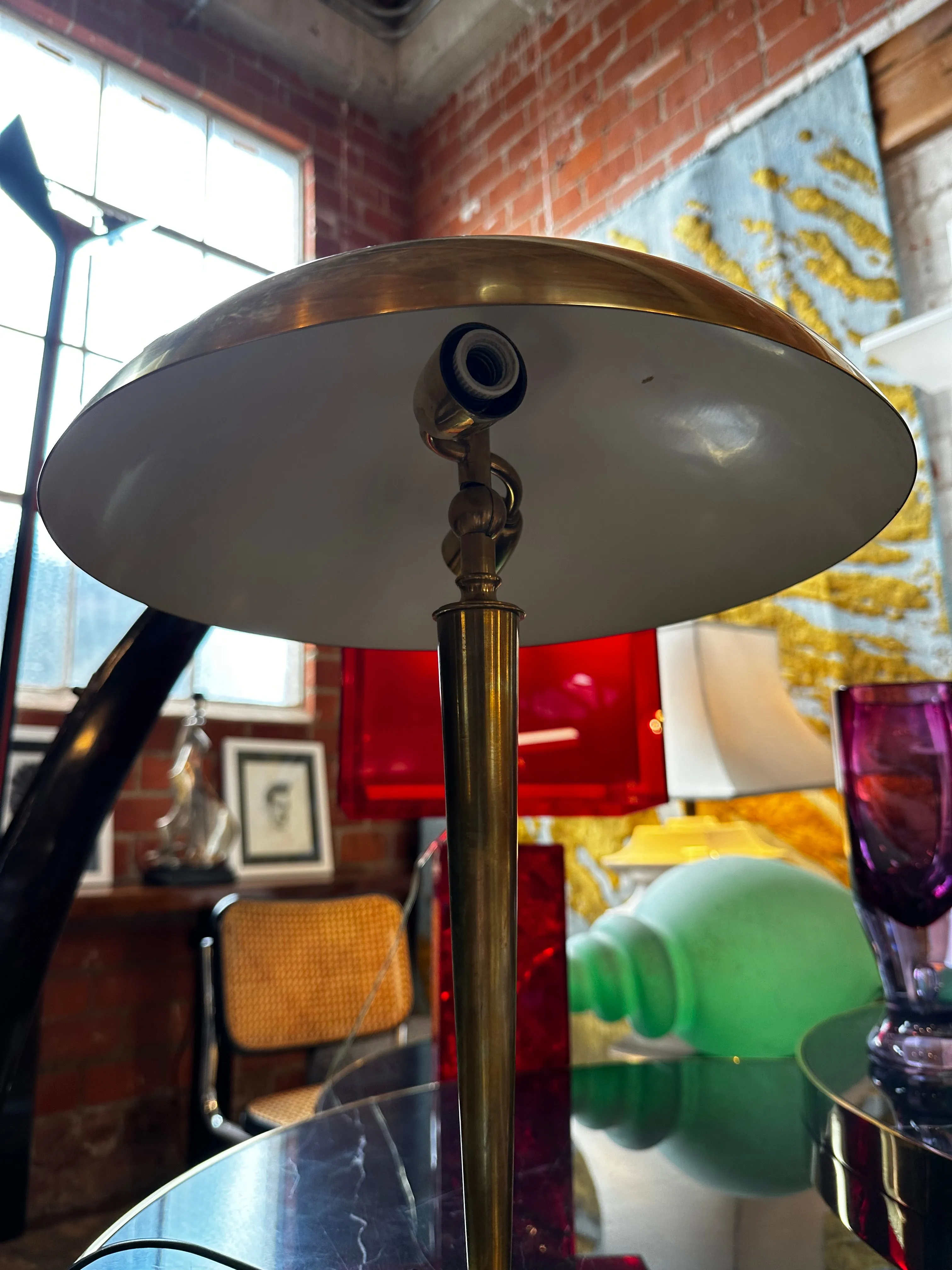 Art Deco Italian Fully Brass Lamp 1960s