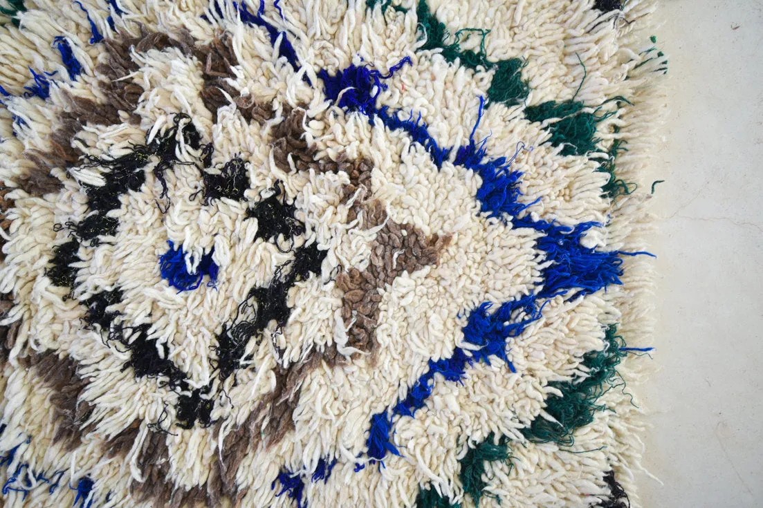 AZILAL. Vintage Moroccan Rug. Wool Boucherouite Carpet. Modern Design.
