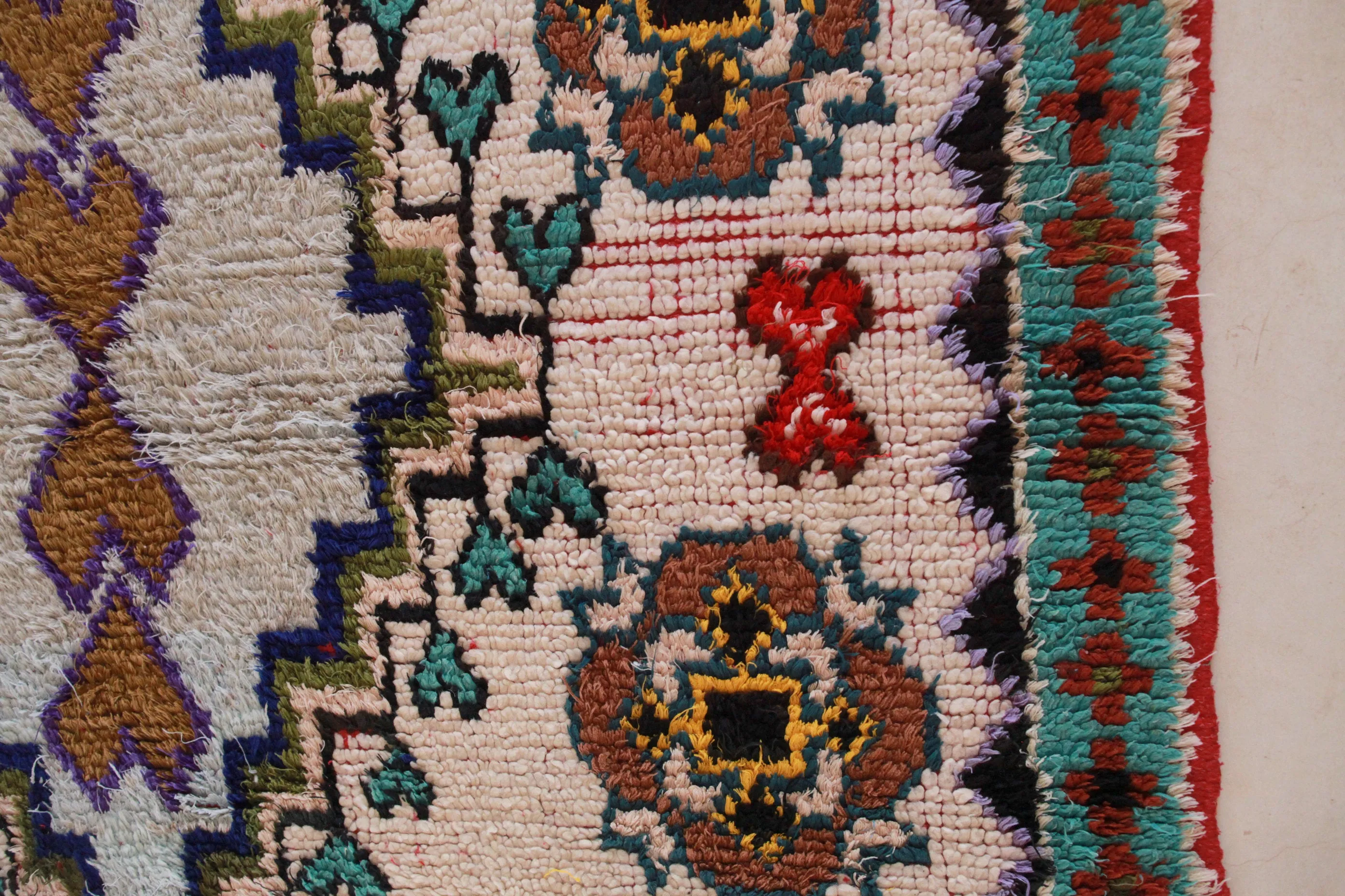 AZILAL. Vintage Moroccan Rug. Wool Boucherouite Carpet. Modern Design.