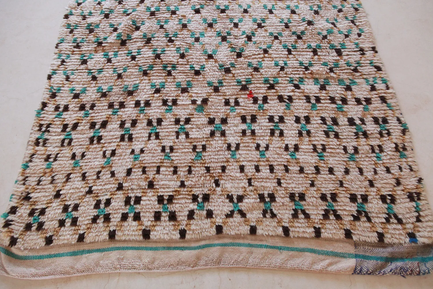 AZILAL. Vintage Moroccan Rug. Wool Boucherouite Carpet. Modern Design.