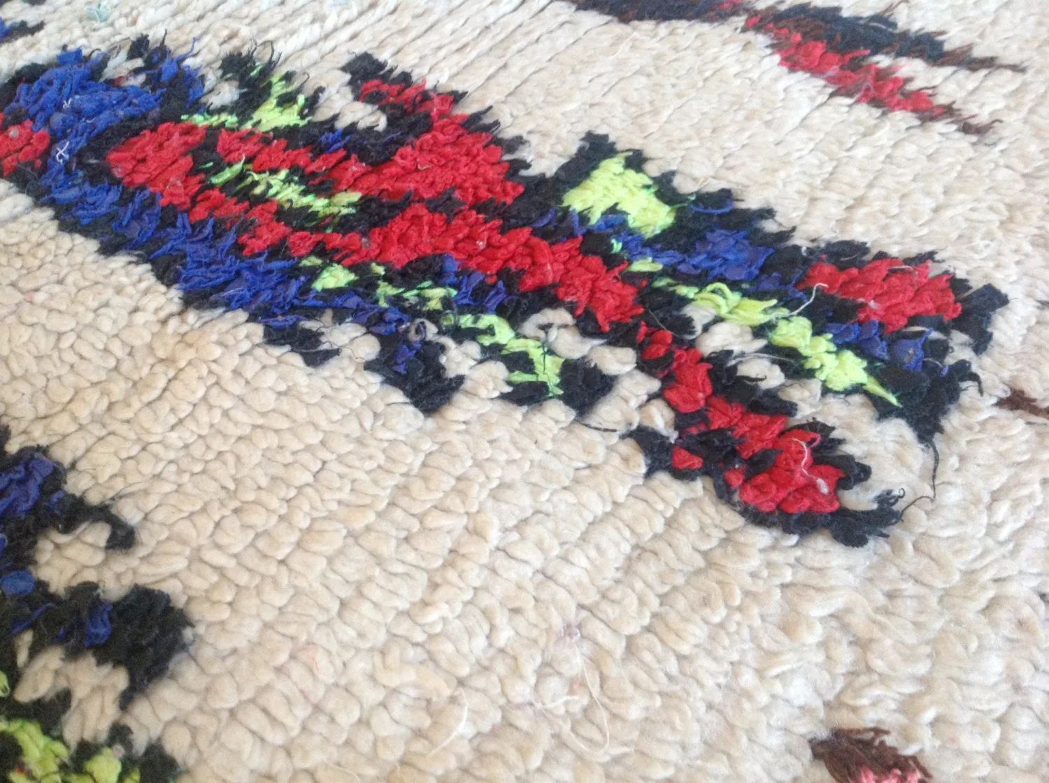 AZILAL. Vintage Moroccan Rug. Wool Boucherouite Carpet. Modern Design.