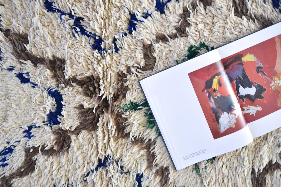 AZILAL. Vintage Moroccan Rug. Wool Boucherouite Carpet. Modern Design.