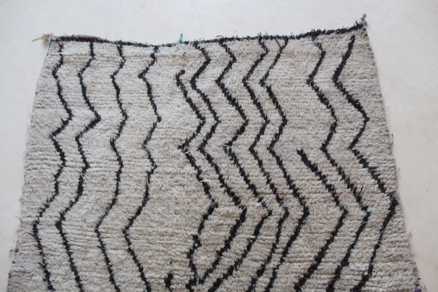 AZILAL. Vintage Moroccan Rug. Wool Boucherouite Carpet. Modern Design.