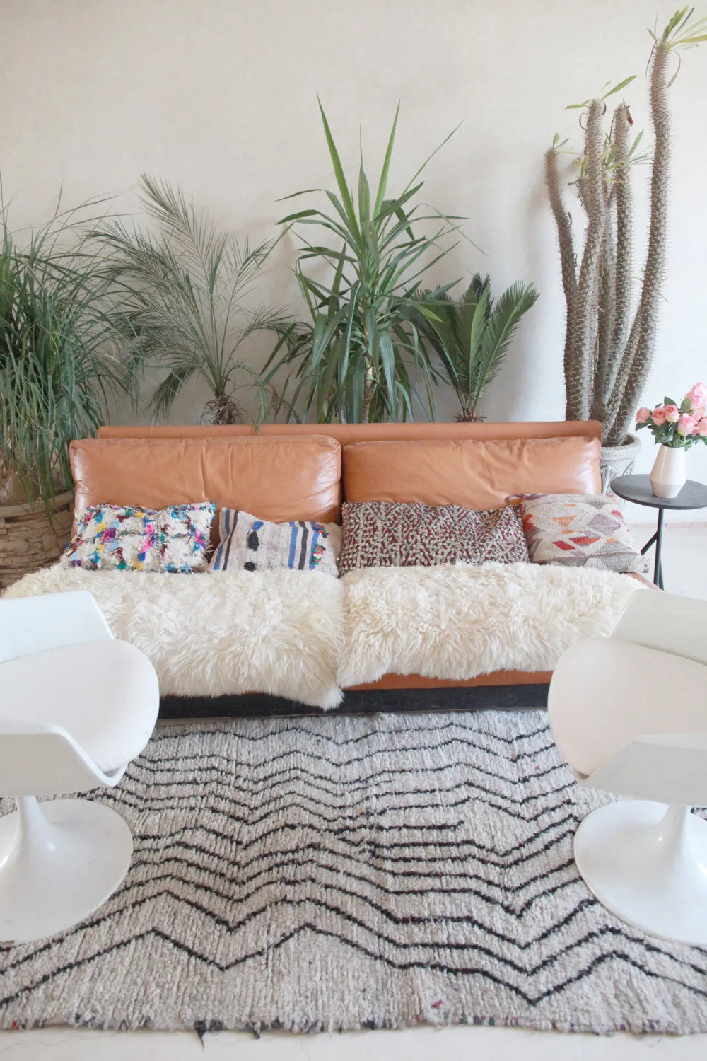 AZILAL. Vintage Moroccan Rug. Wool Boucherouite Carpet. Modern Design.