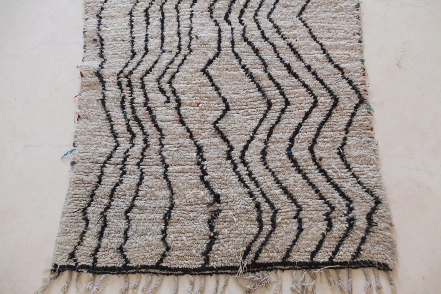 AZILAL. Vintage Moroccan Rug. Wool Boucherouite Carpet. Modern Design.