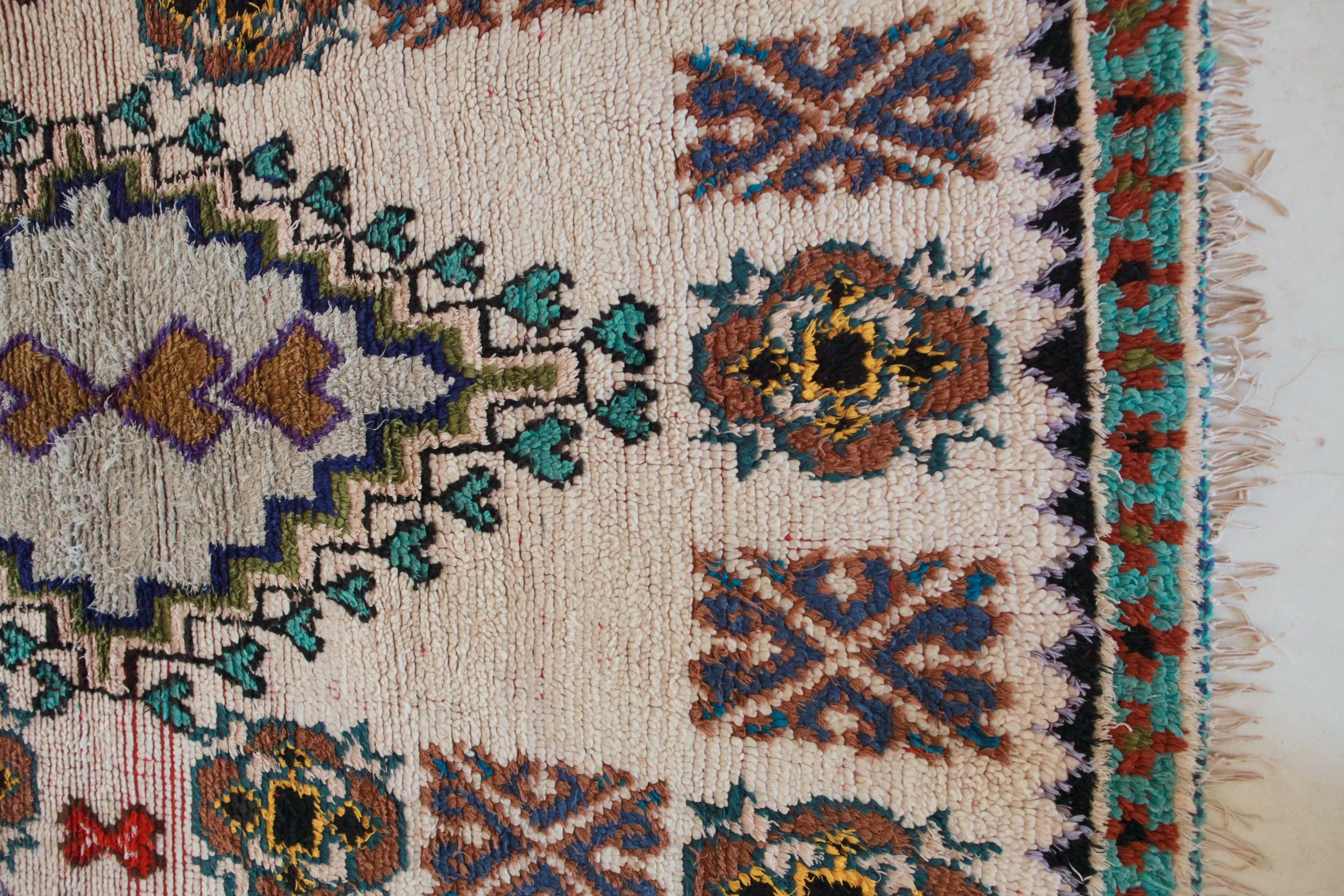 AZILAL. Vintage Moroccan Rug. Wool Boucherouite Carpet. Modern Design.