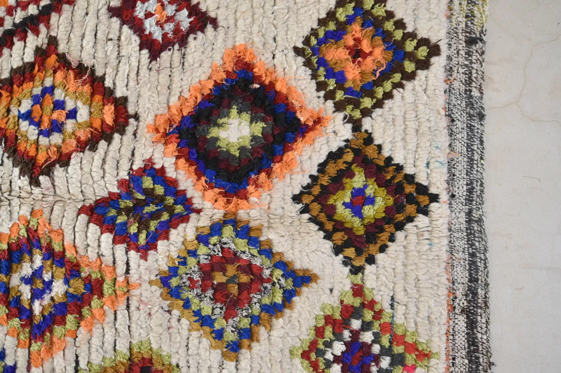 AZILAL. Vintage Moroccan Rug. Wool Boucherouite Carpet. Modern Design.