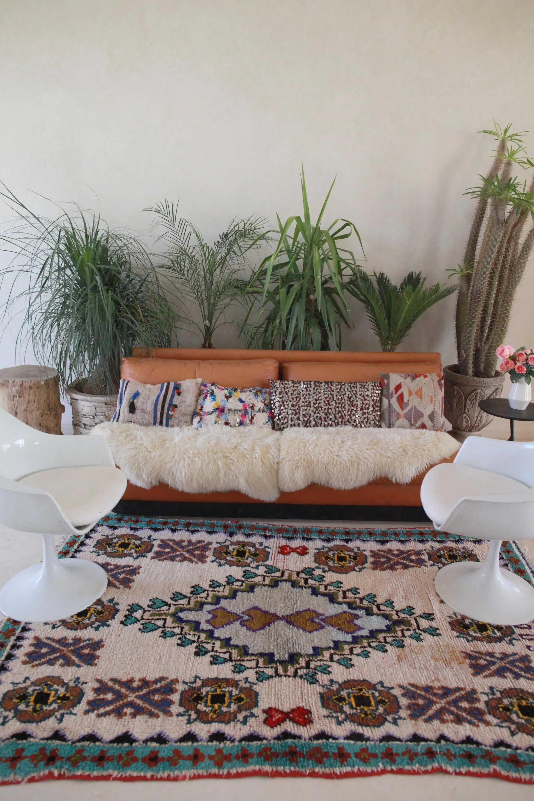 AZILAL. Vintage Moroccan Rug. Wool Boucherouite Carpet. Modern Design.