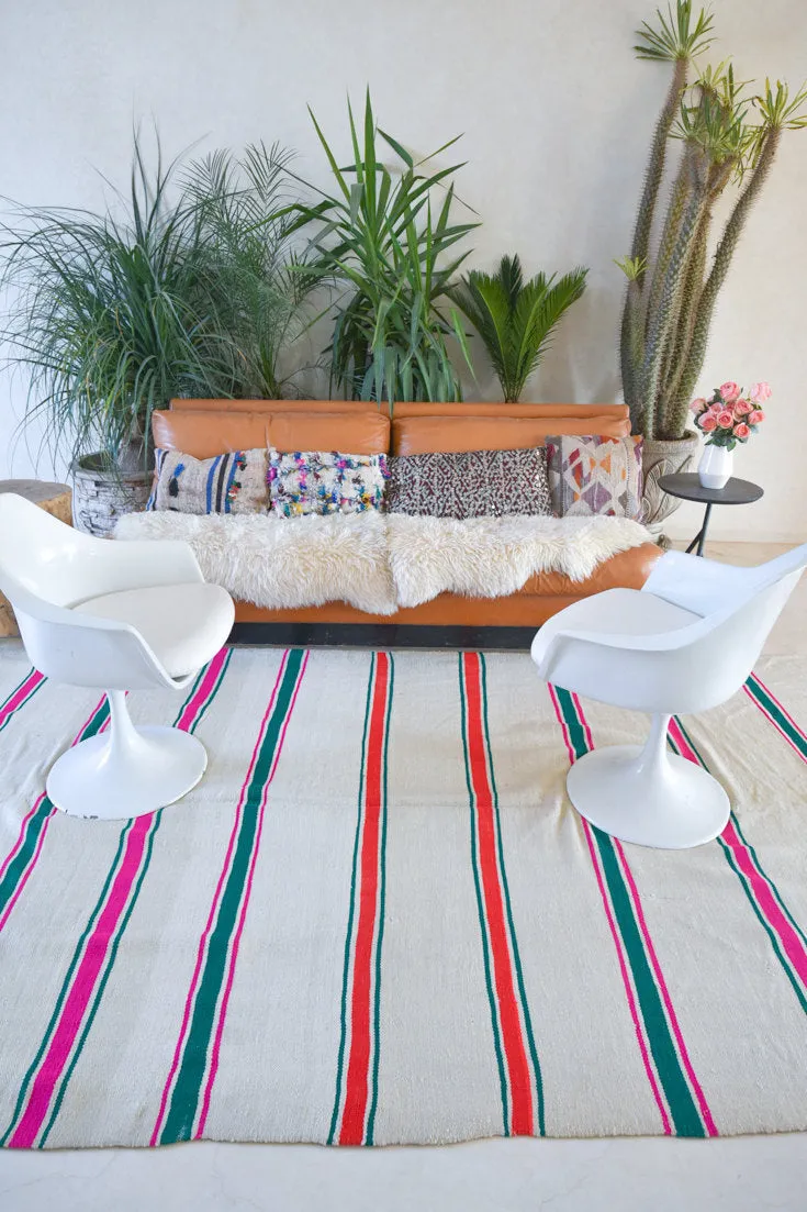 AZILAL. Vintage Moroccan Rug. Wool Boucherouite Carpet. Modern Design.