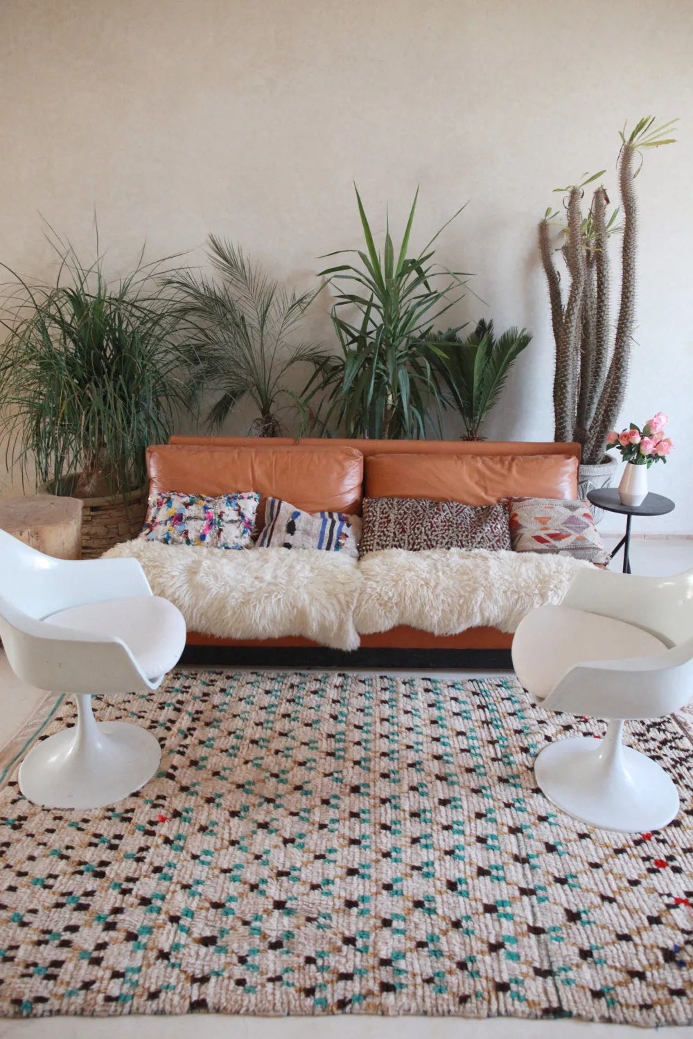 AZILAL. Vintage Moroccan Rug. Wool Boucherouite Carpet. Modern Design.