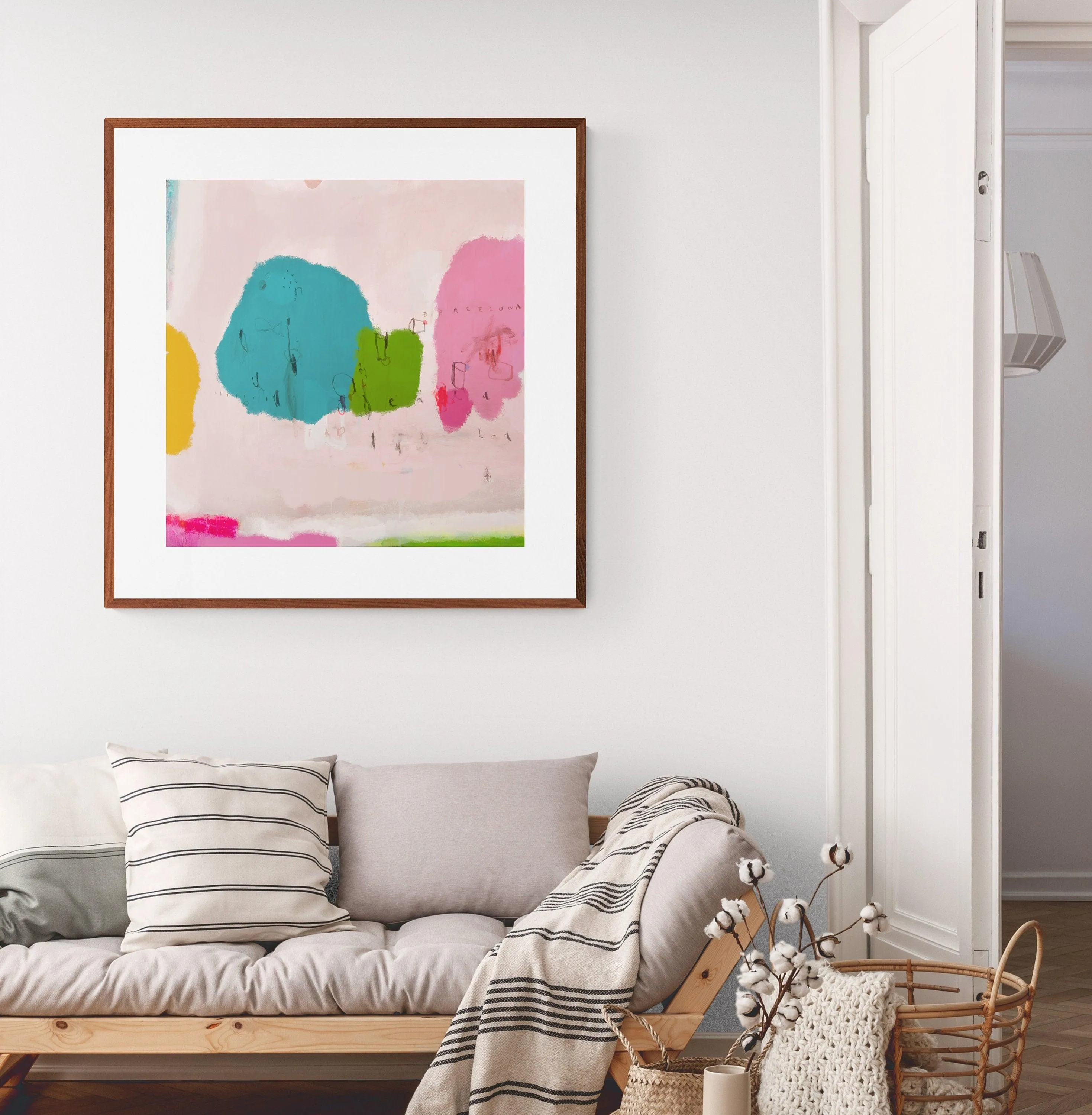 Barcelona colorful watercolor print painting, A3, original livingroom wall art print