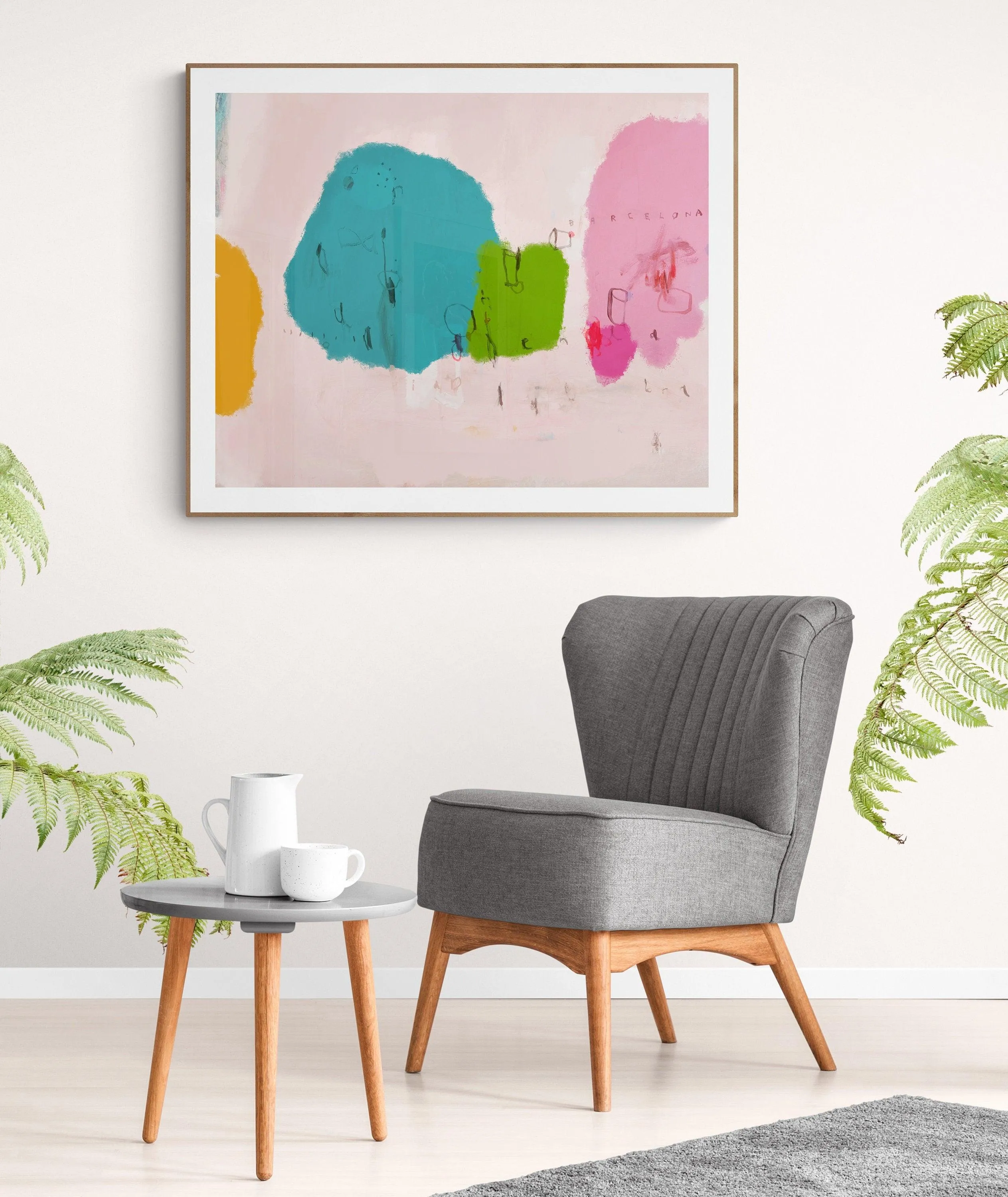 Barcelona colorful watercolor print painting, A3, original livingroom wall art print