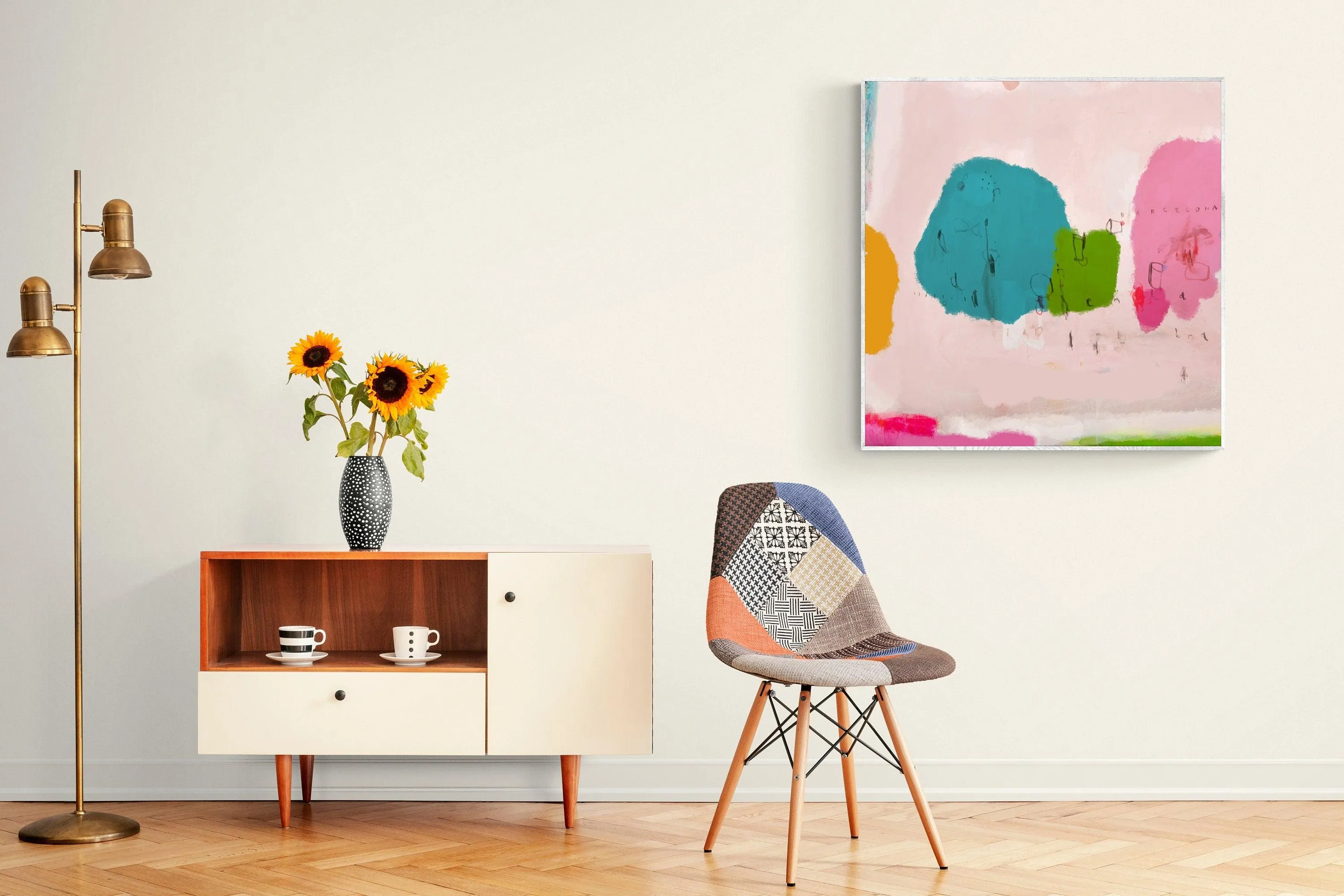Barcelona colorful watercolor print painting, A3, original livingroom wall art print