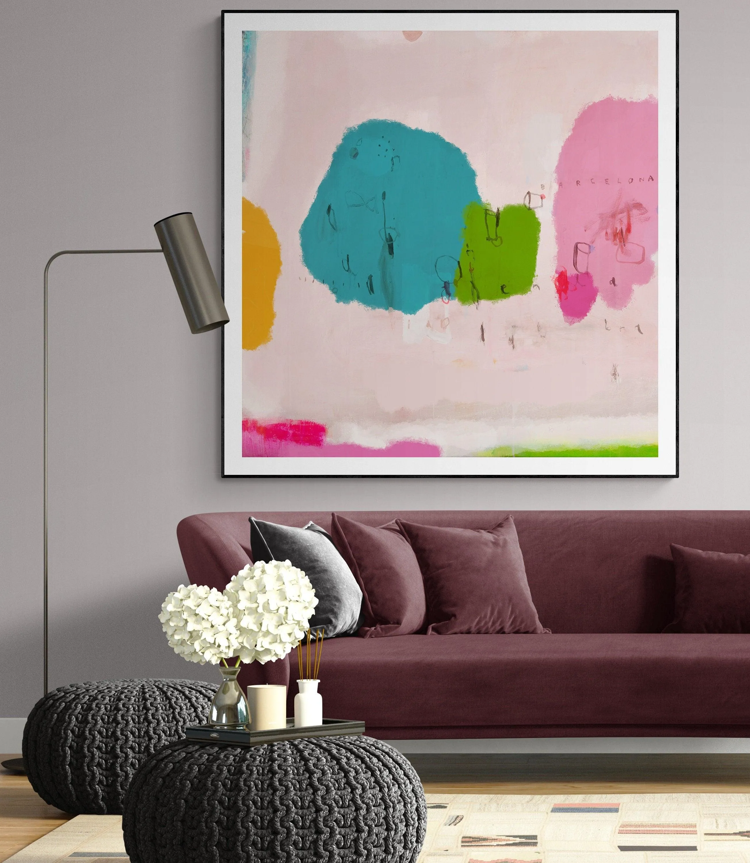 Barcelona colorful watercolor print painting, A3, original livingroom wall art print