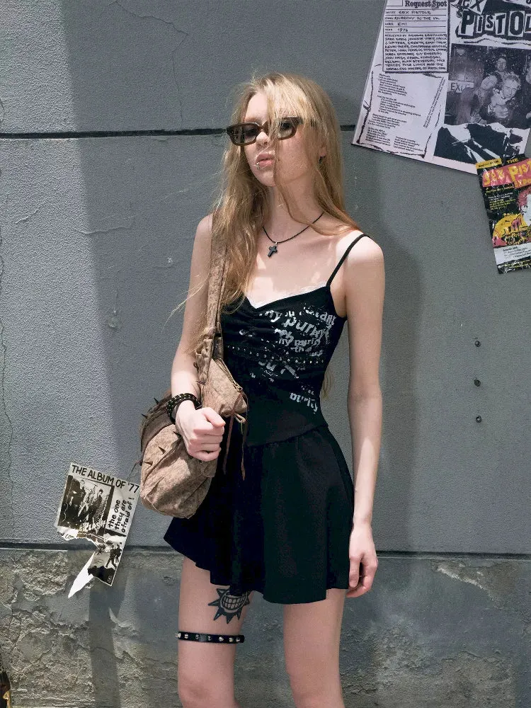 Black Printed Lace Halter Dress【s0000009368】