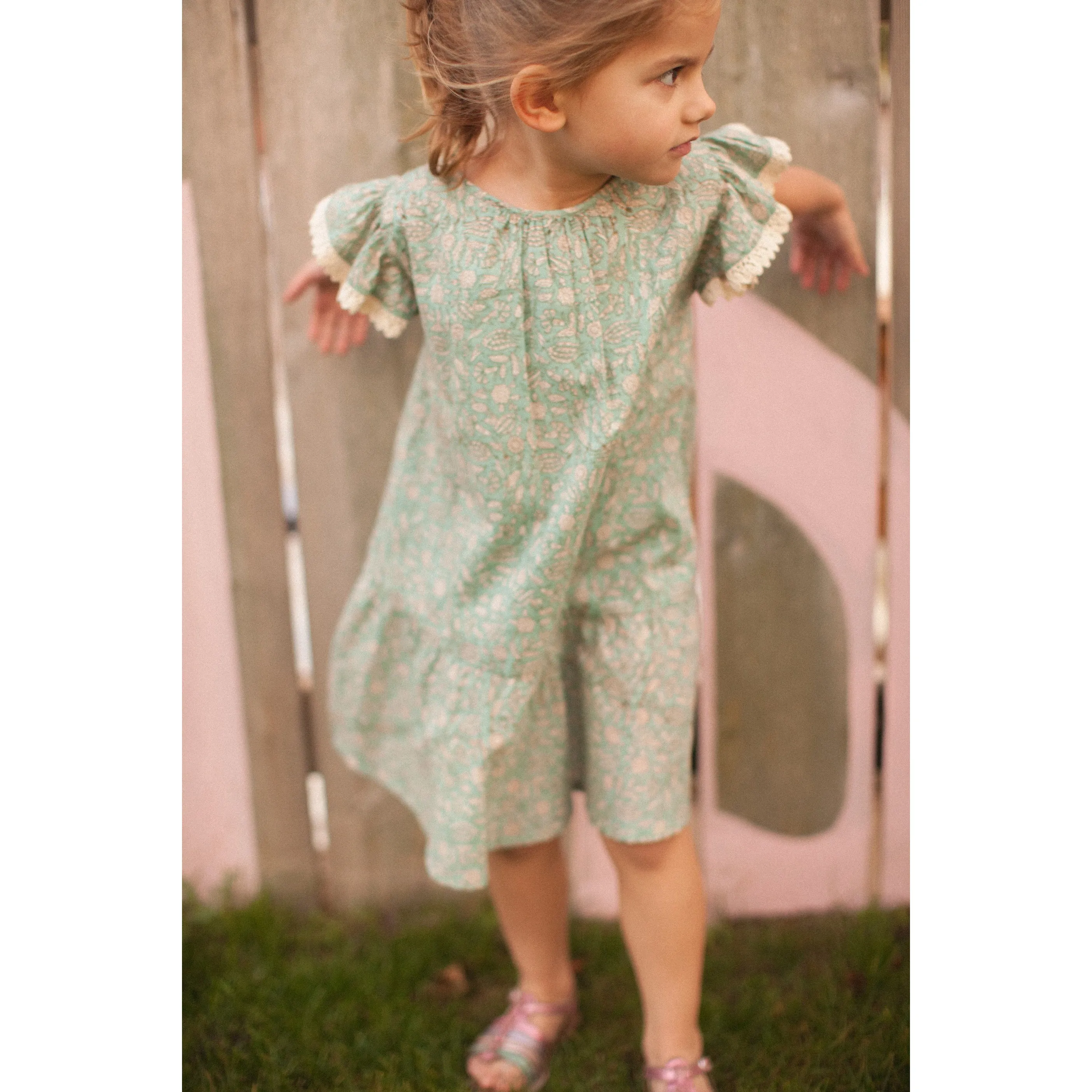 Bonheur du Jour Paris Baby   Girls Dress Blue/Green