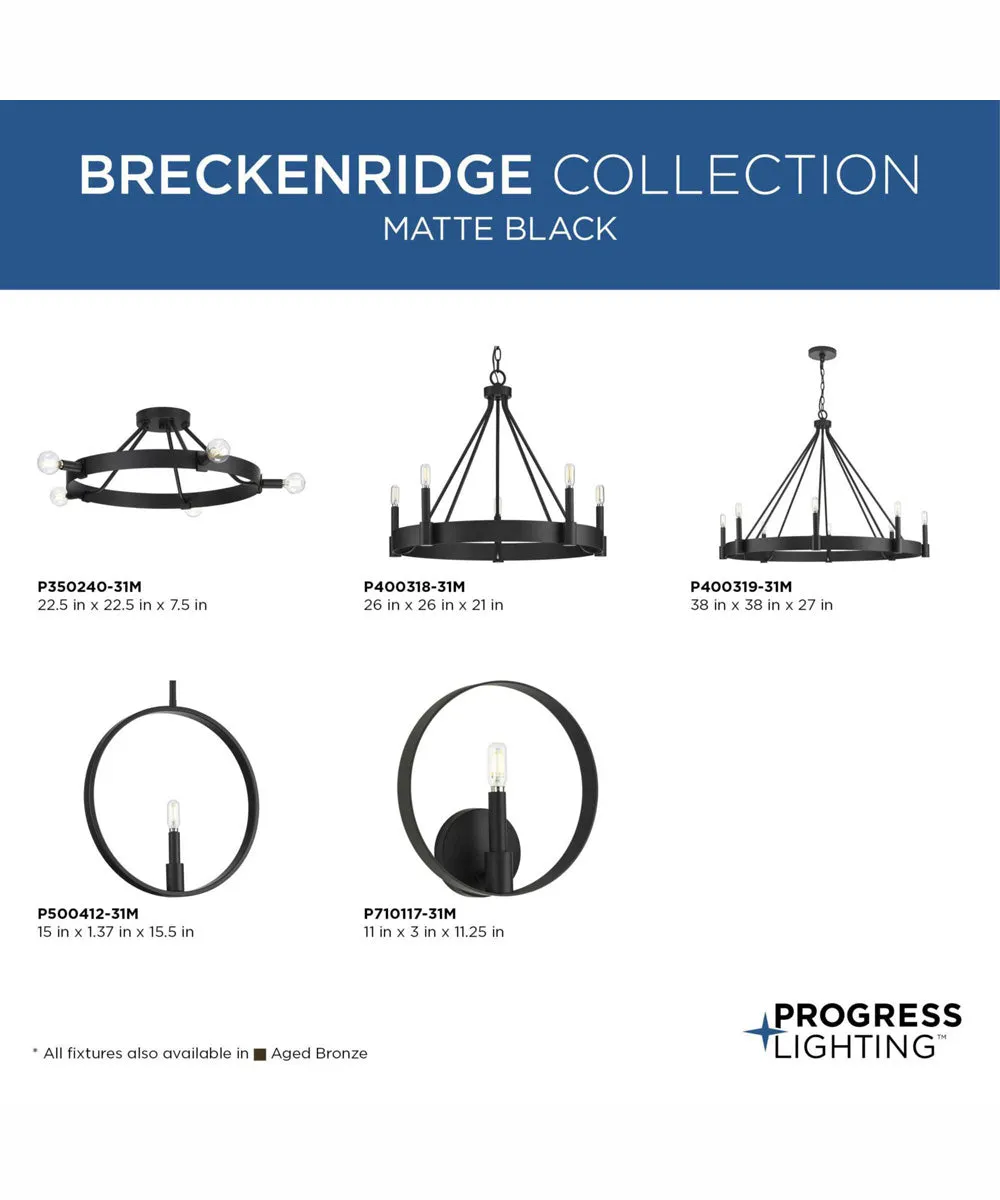Breckenridge 1-Light Rustic Farmhouse Wall Bracket Matte Black