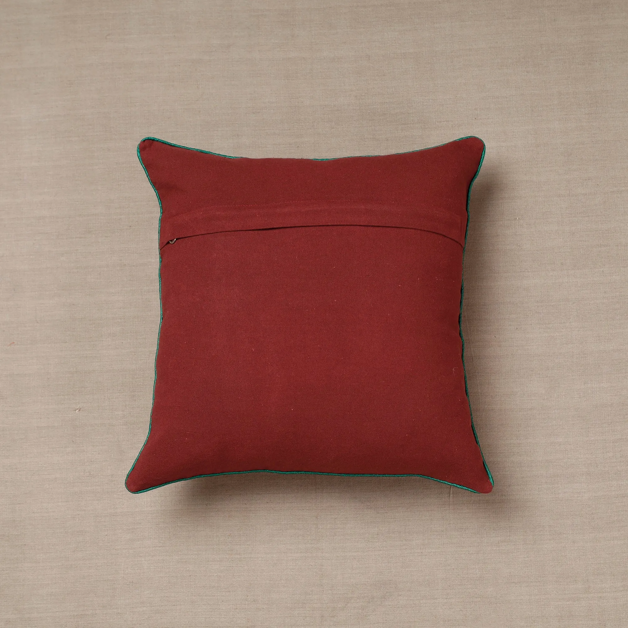 Brown - Soof Embroidery Cotton Cushion Cover (16 x 16 in)