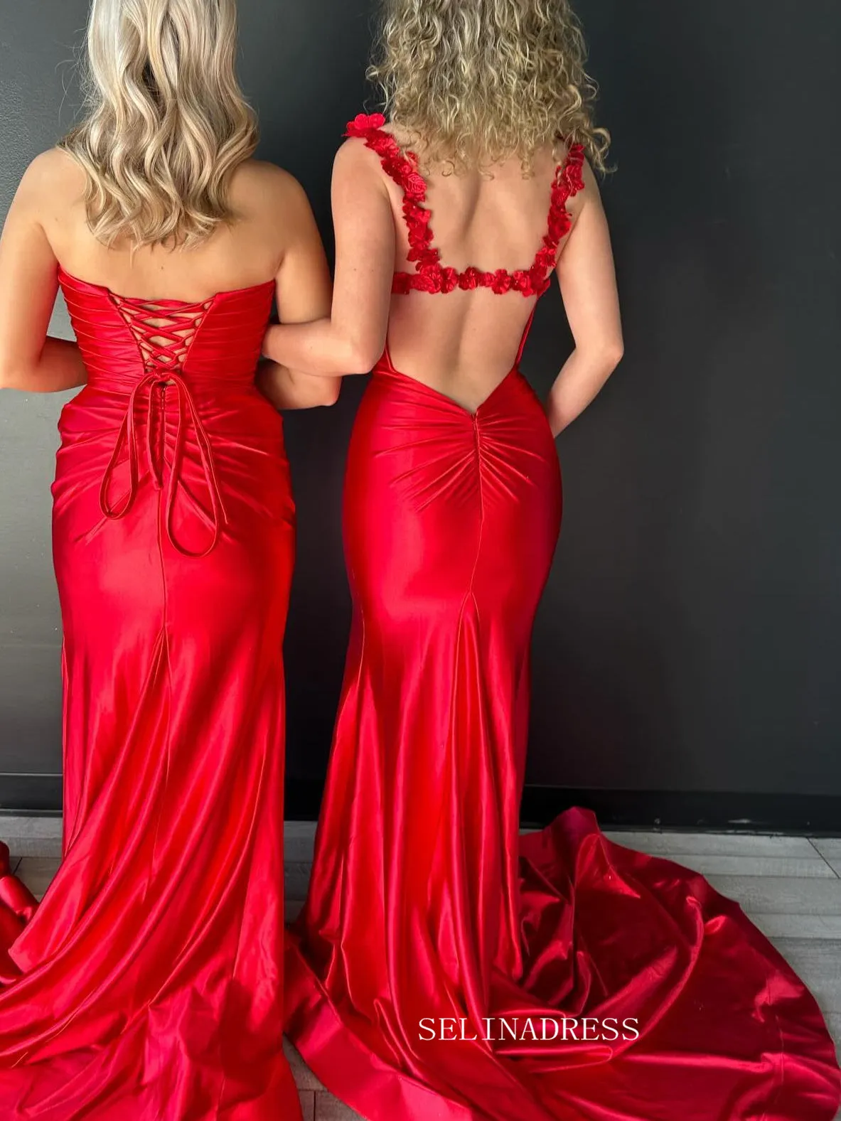 Chic Gorgeous Mermaid Spaghetti Straps Long Prom Dresses Black Evening Dresses sew0319