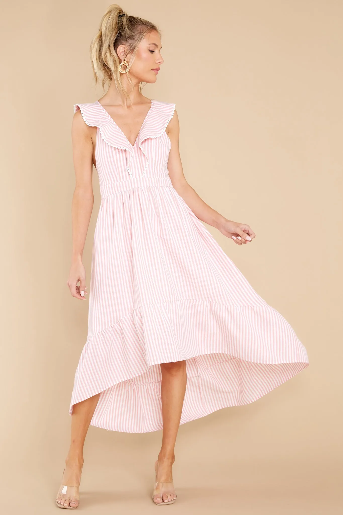 Clear Sailing Pink Touquet Long Print Dress