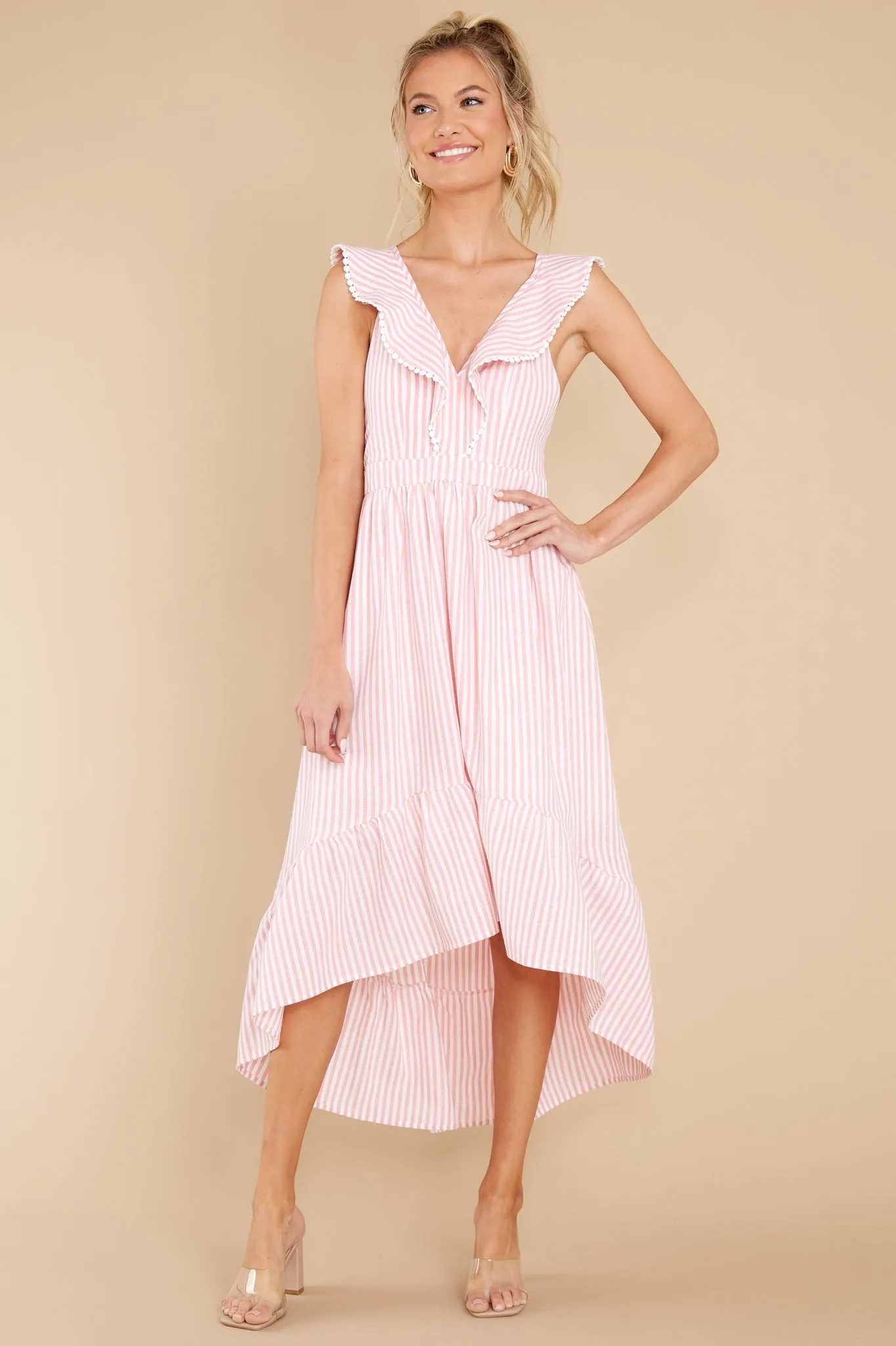 Clear Sailing Pink Touquet Long Print Dress