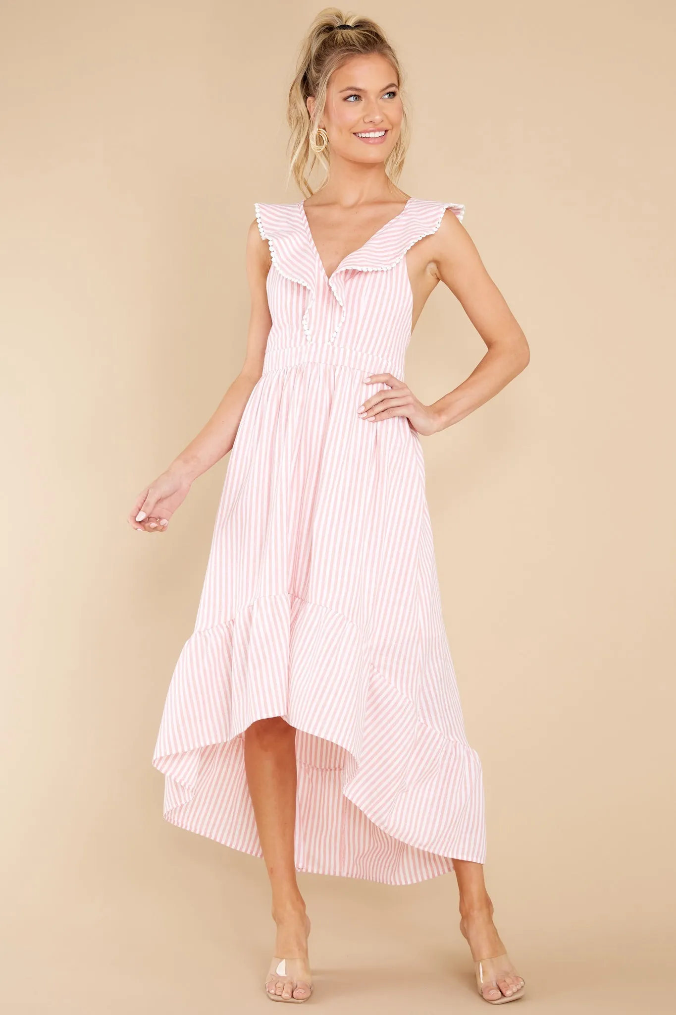 Clear Sailing Pink Touquet Long Print Dress