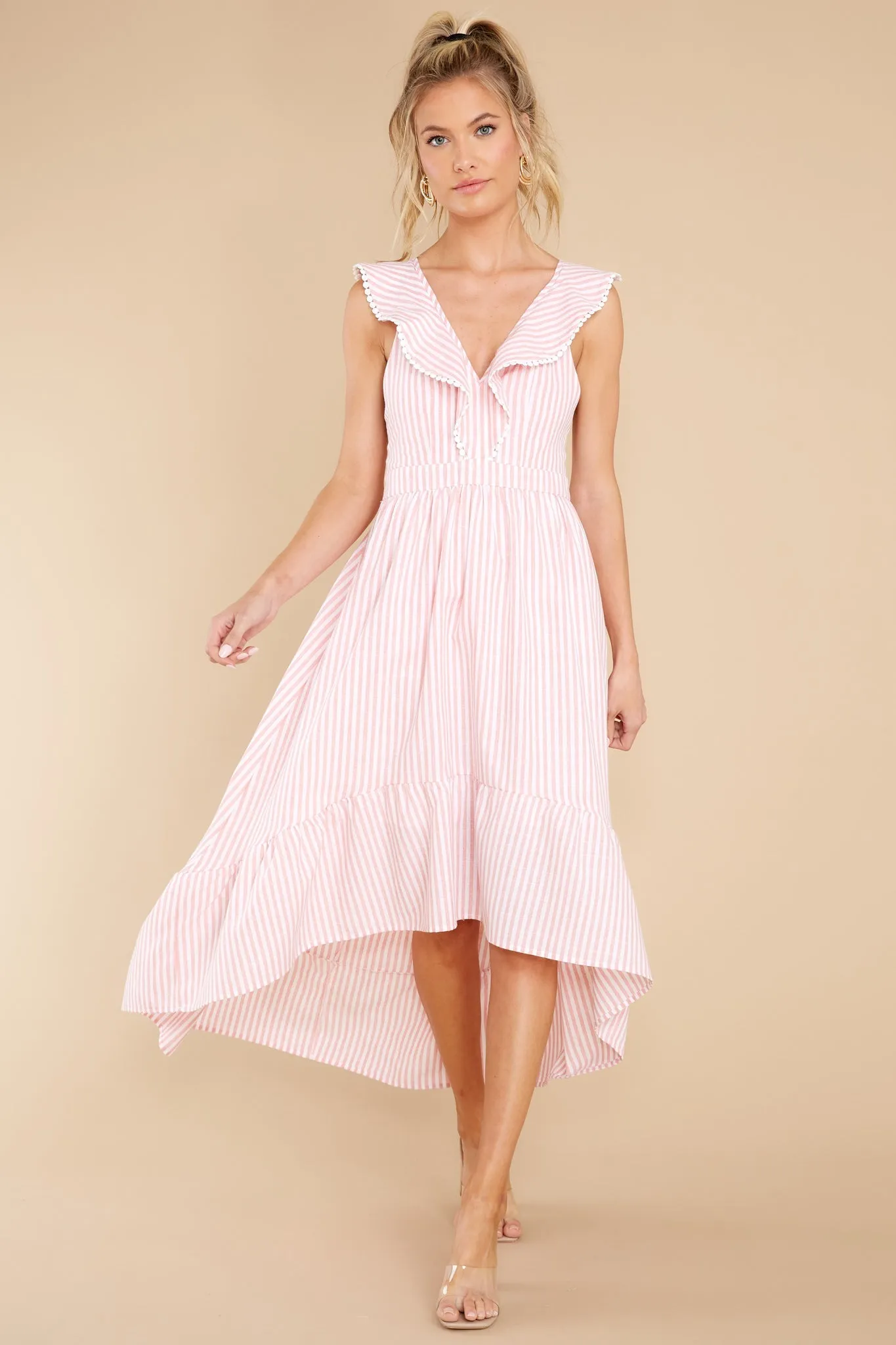 Clear Sailing Pink Touquet Long Print Dress