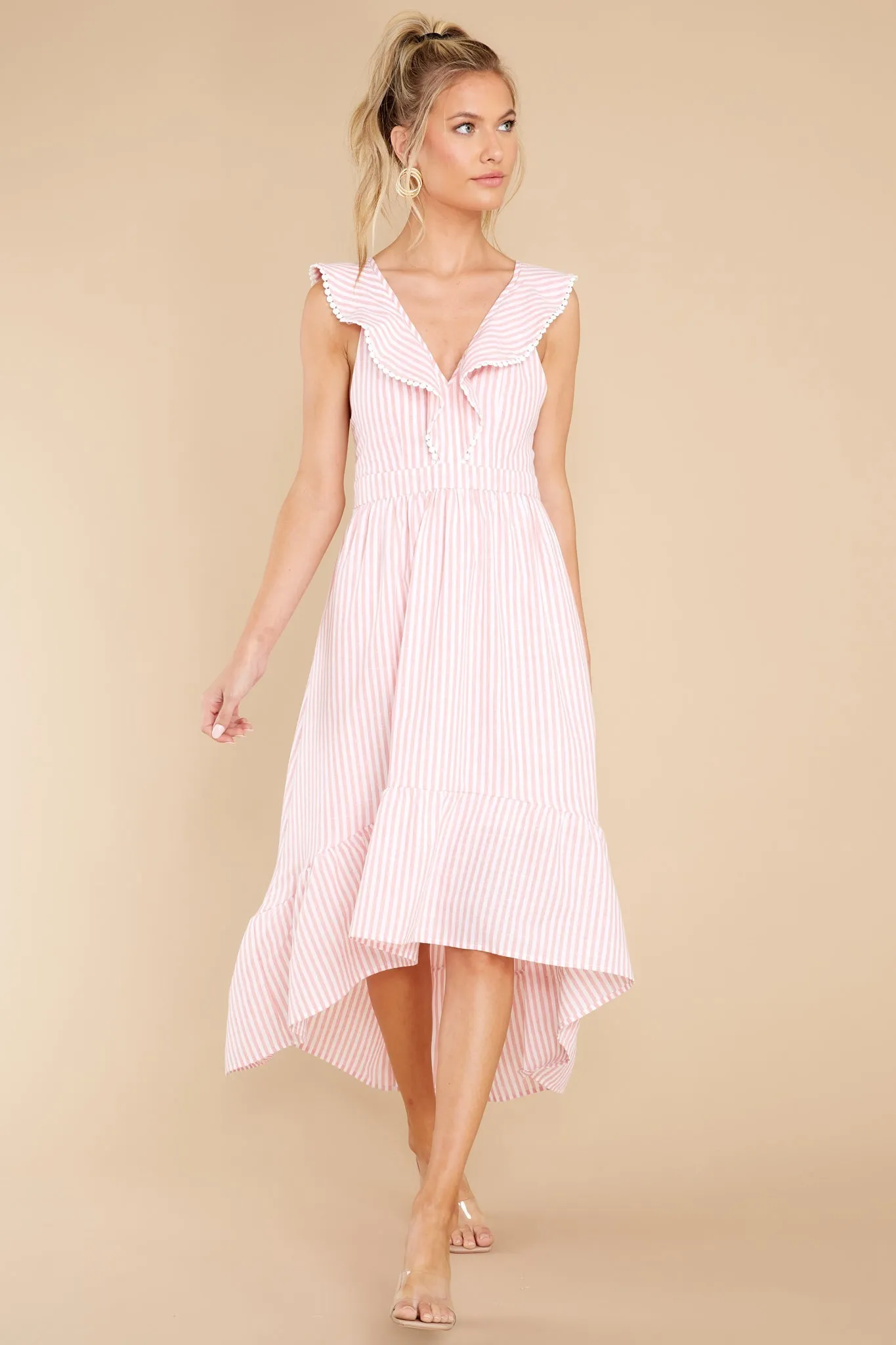 Clear Sailing Pink Touquet Long Print Dress