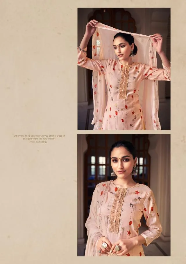 Cotton Silk Beautiful Floral Printed Pink Suits Dress material for Women