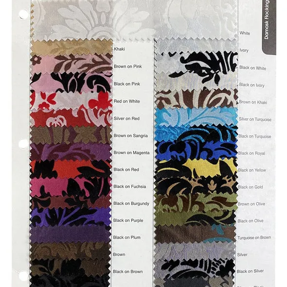 Damask Flocking Taffeta Wholesale Fabric in Black on Red