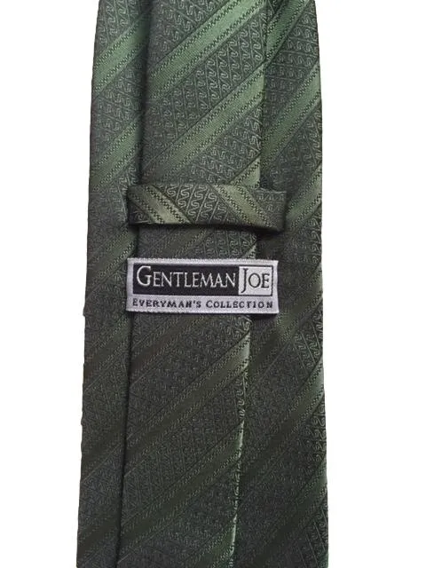Dark Green Men's Striped Tie with Squiggles
