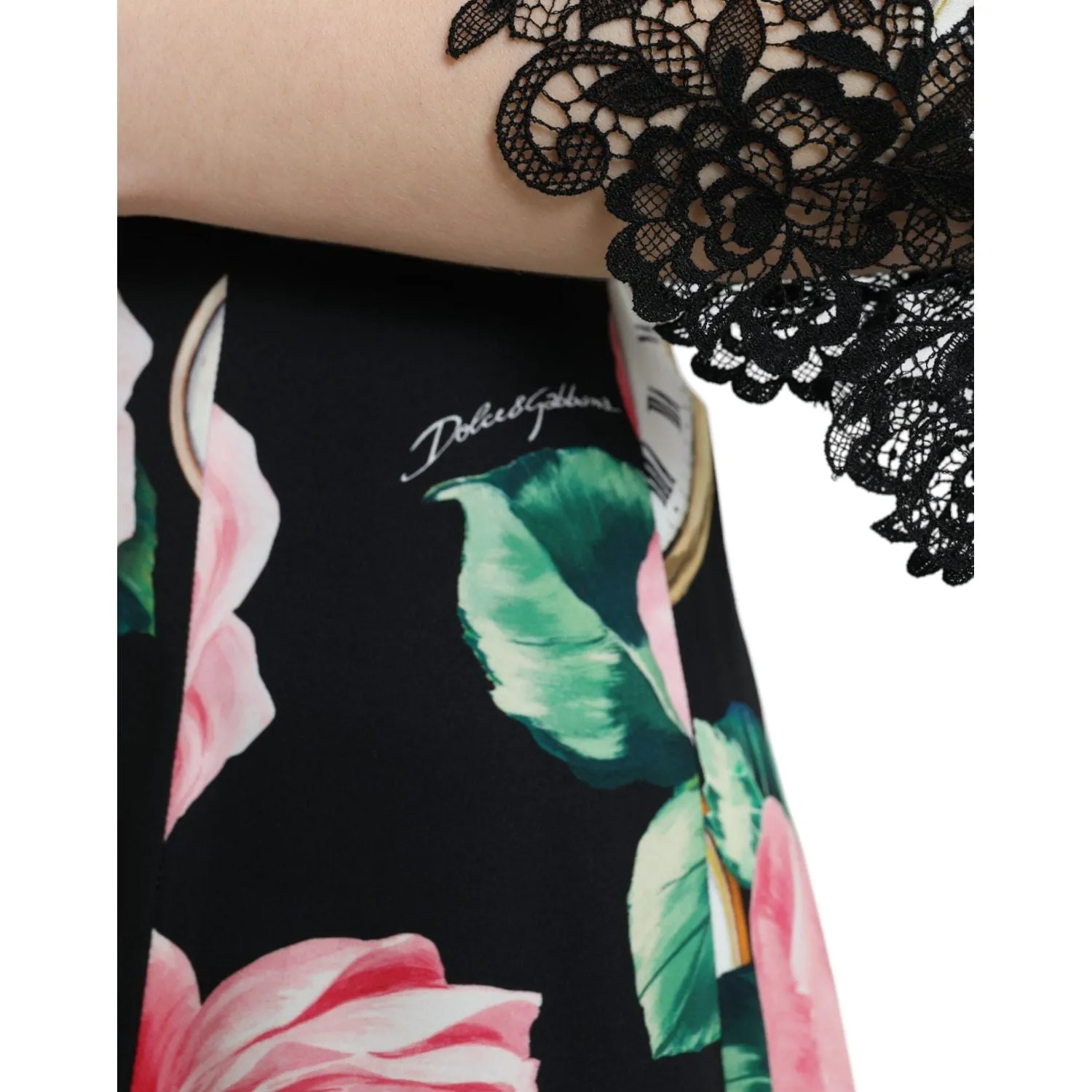 Dolce & Gabbana Enchanting Floral A-Line Dress with Sequined Detail