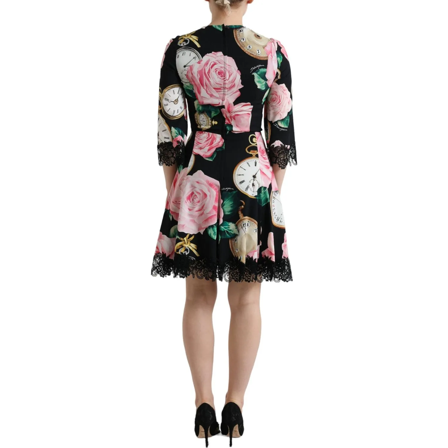 Dolce & Gabbana Enchanting Floral A-Line Dress with Sequined Detail