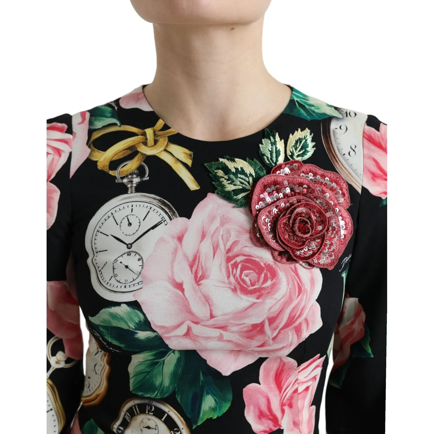 Dolce & Gabbana Enchanting Floral A-Line Dress with Sequined Detail