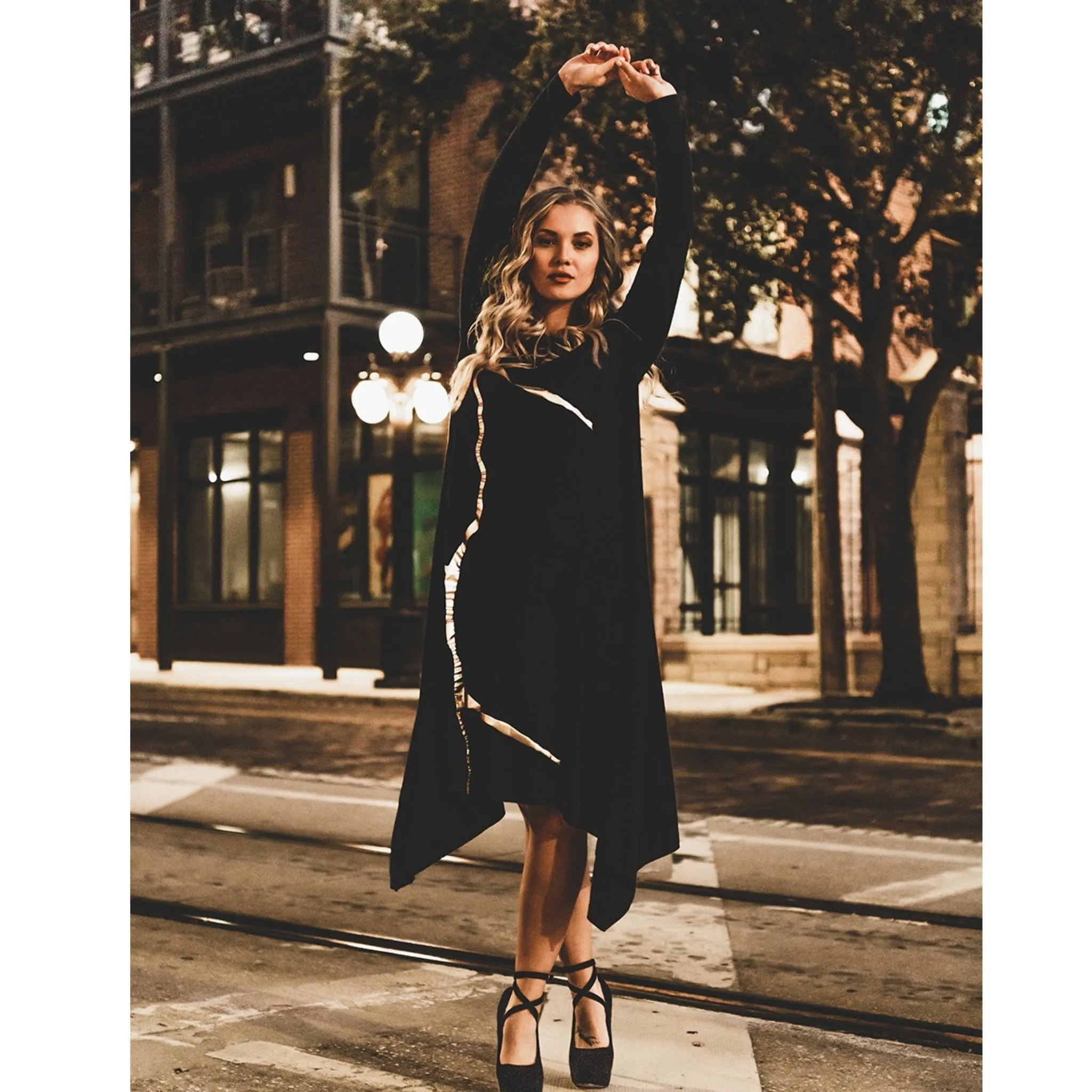 Erina Dress by Mikah Charcoal/Gold
