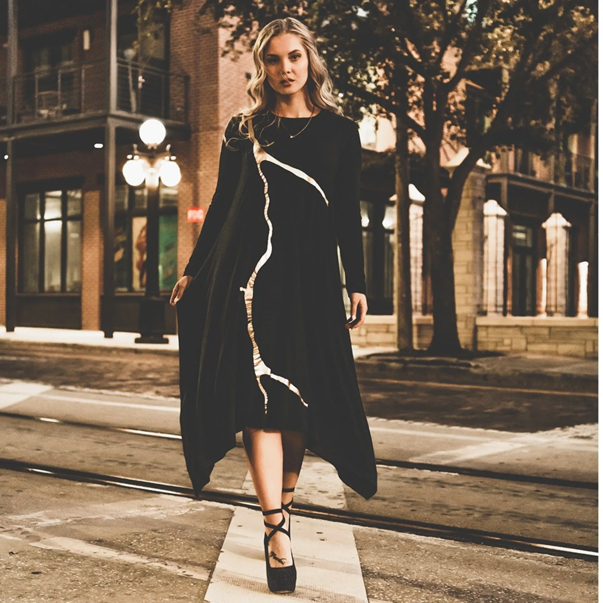 Erina Dress by Mikah Charcoal/Gold