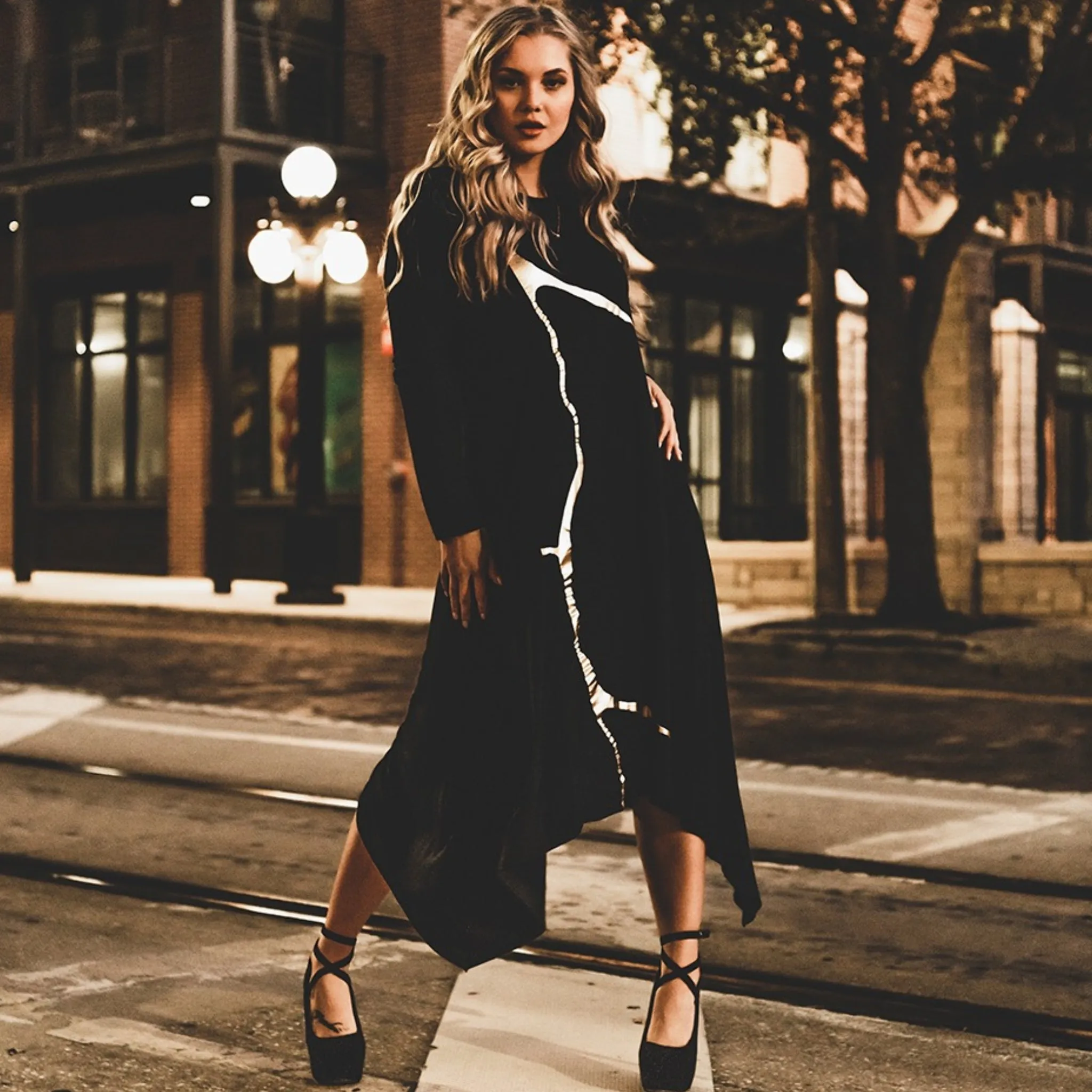 Erina Dress by Mikah Charcoal/Gold