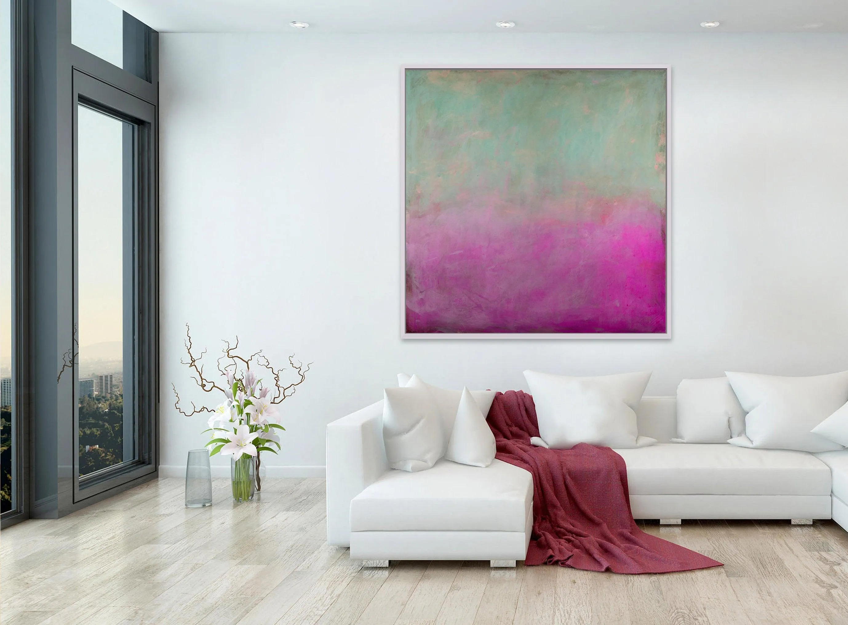 Extra large print teal wall art teal decor pink and teal art pink wall art print minimalist art by Camilo Mattis