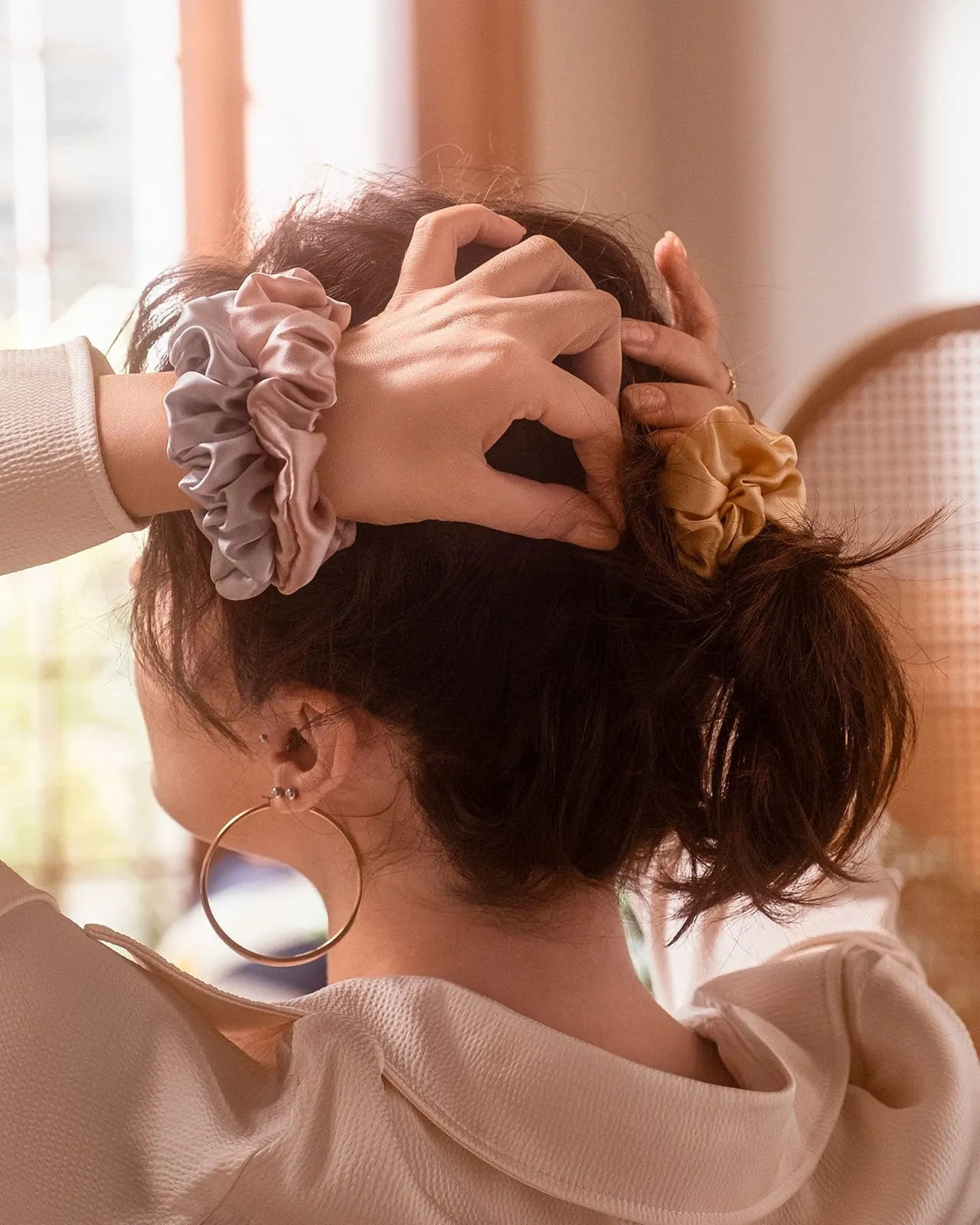 FEELITS 100% Royal Mulberry Silk. Natural Care Hair Scrunchies- Trio Set