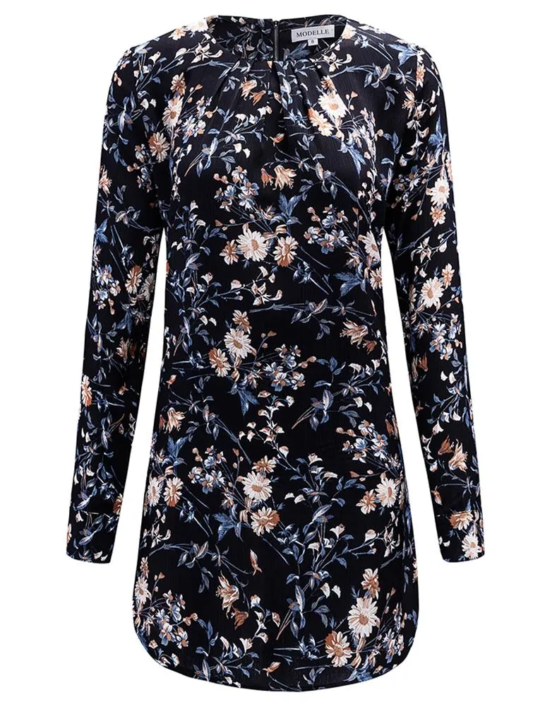 Floral Crinkled Pleated Blouse