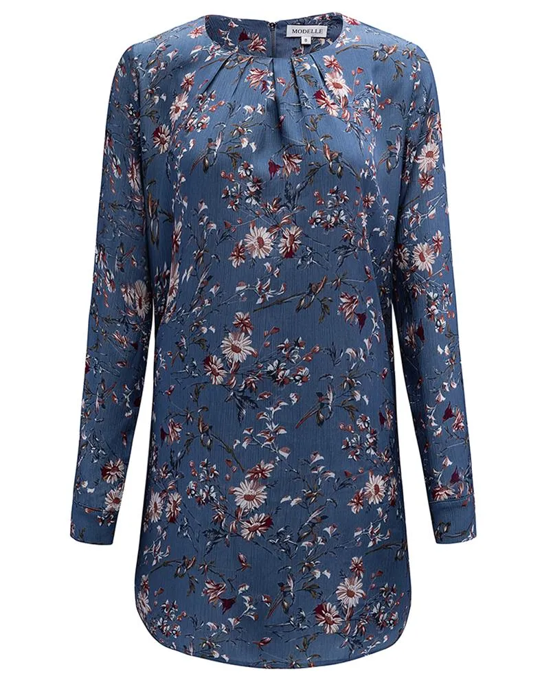 Floral Crinkled Pleated Blouse