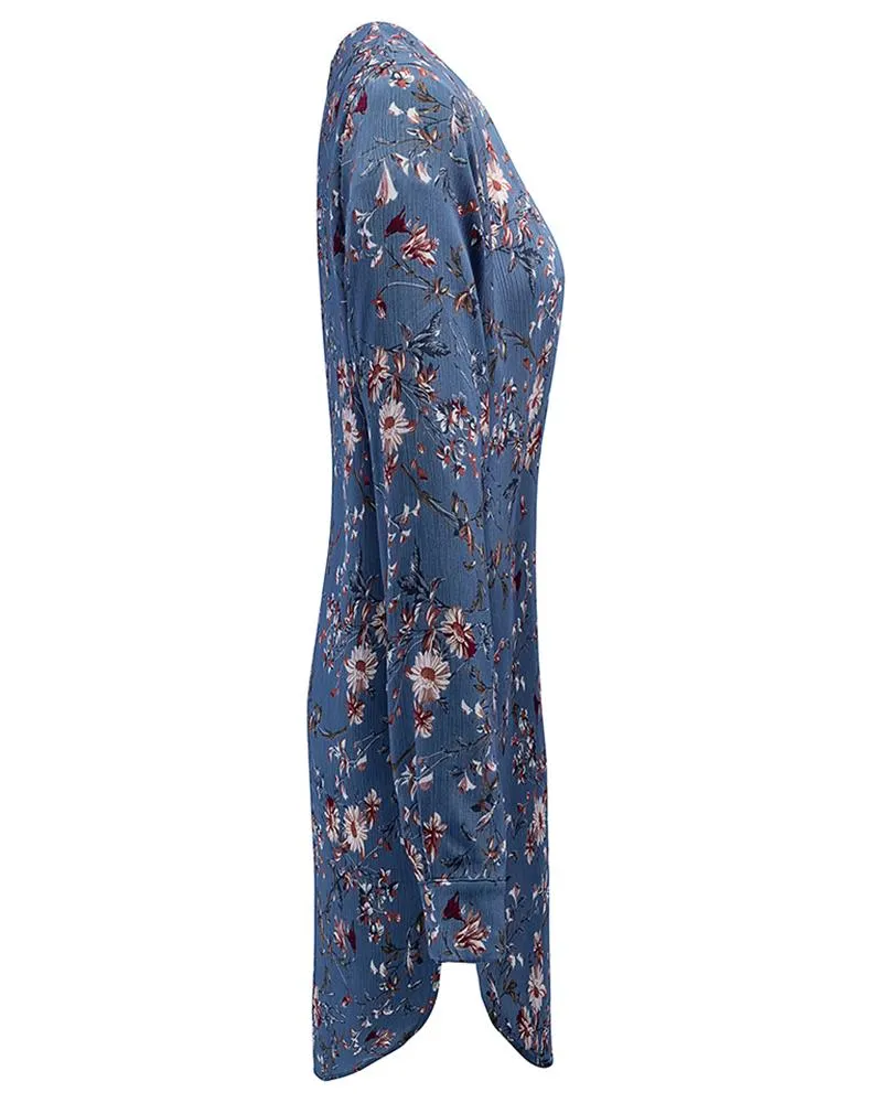 Floral Crinkled Pleated Blouse