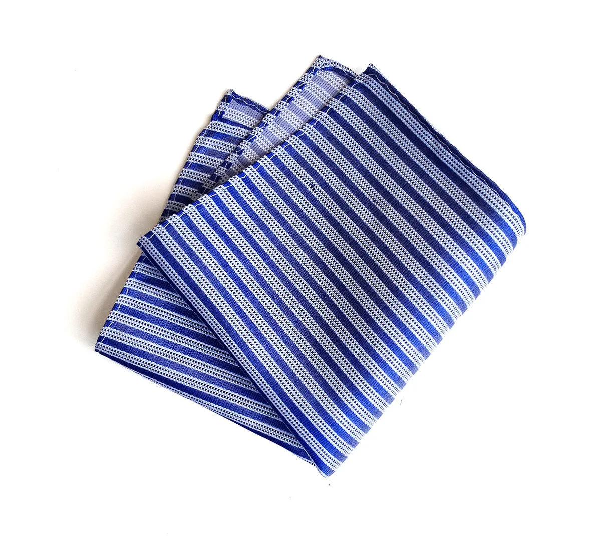 French Blue Striped Linen Pocket Square. "Riverside."