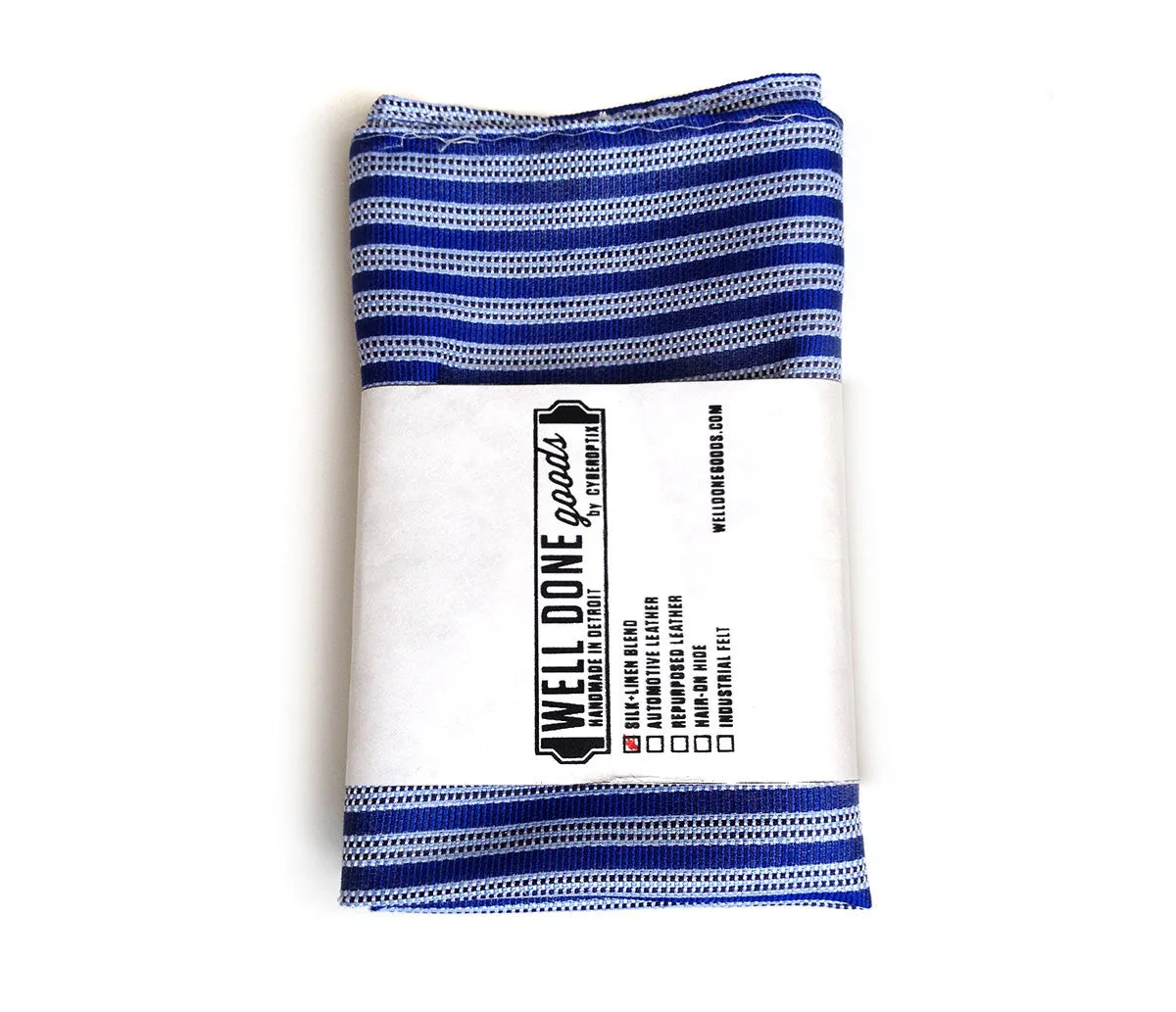 French Blue Striped Linen Pocket Square. "Riverside."