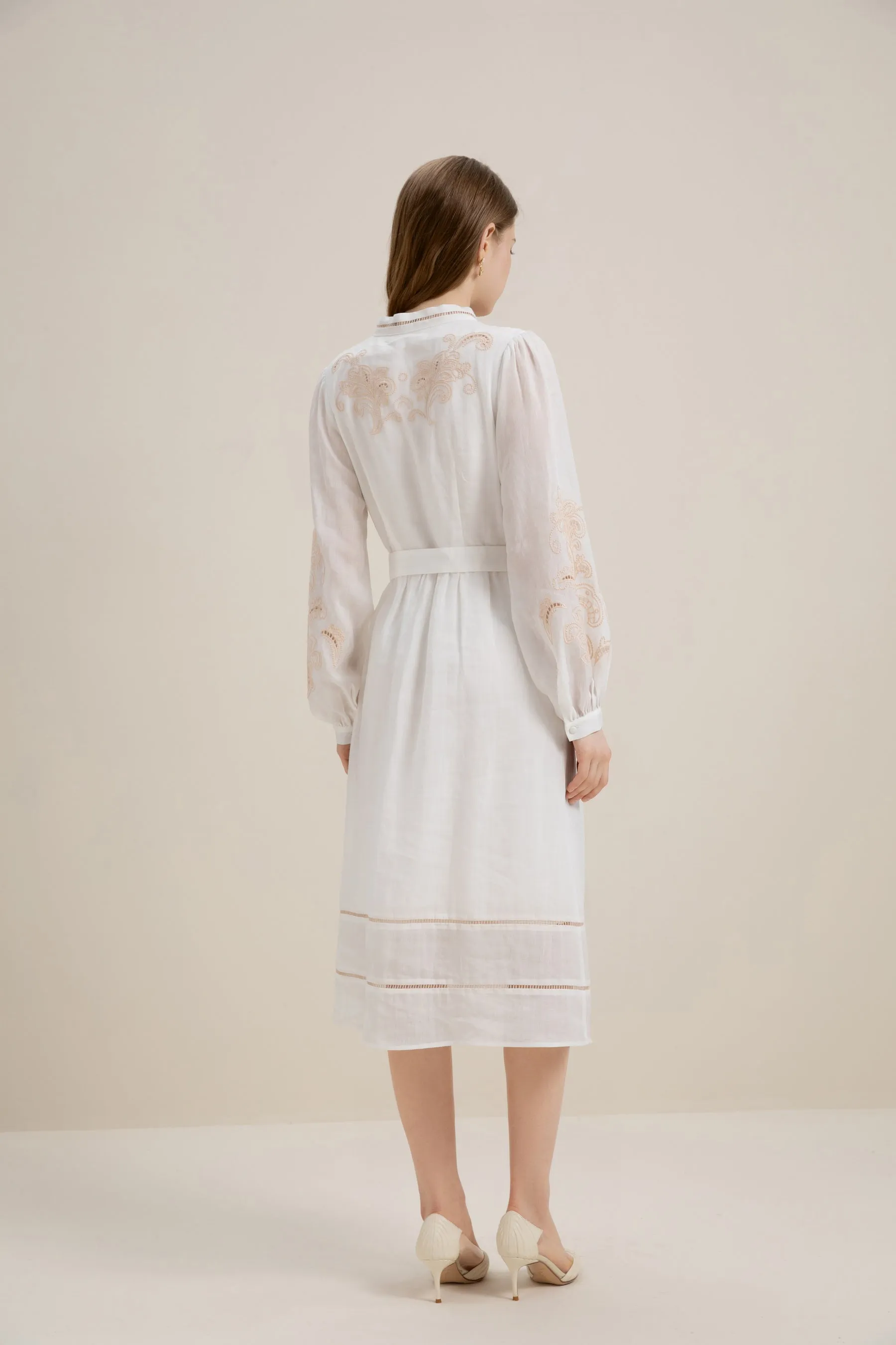GDS Alexandra Linen Dress | White