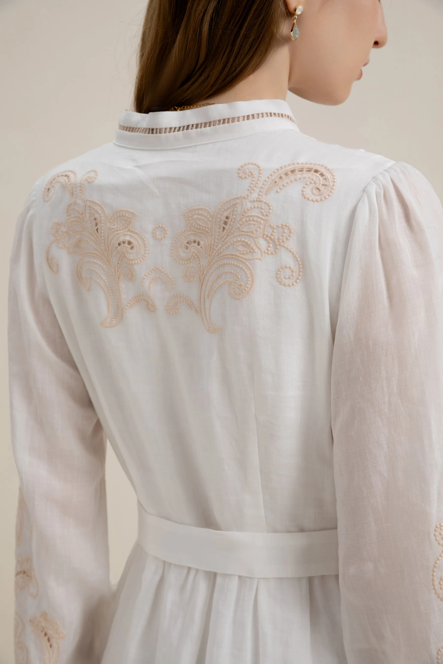 GDS Alexandra Linen Dress | White