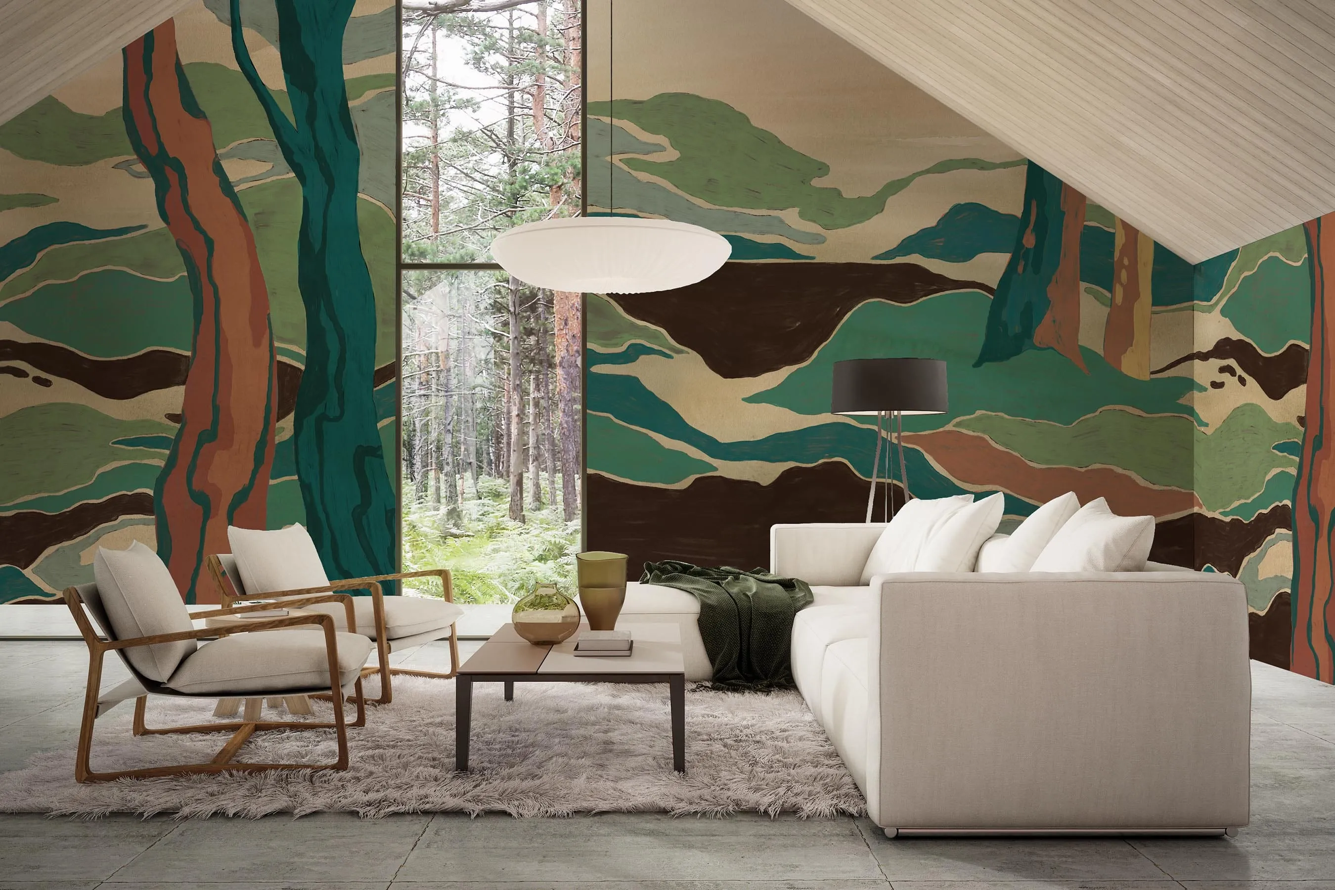 Graphic Landscape Green Multi