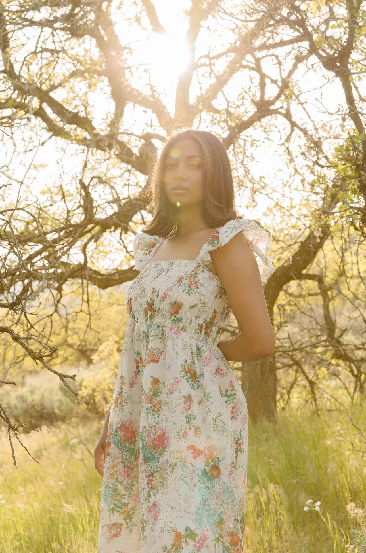 Jeana Embroidered Floral Maxi Dress